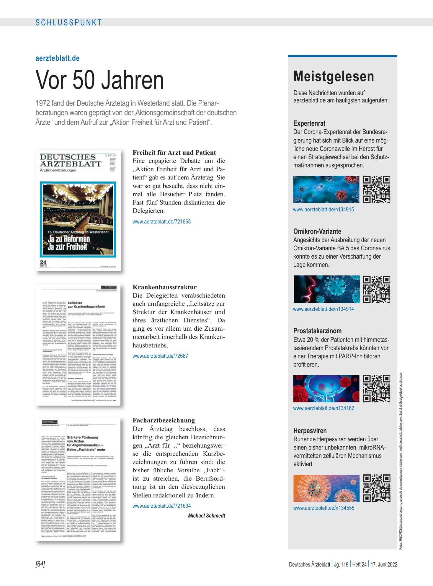 Vorschauseite 1: Meistgelesen – Deutsches Ärzteblatt