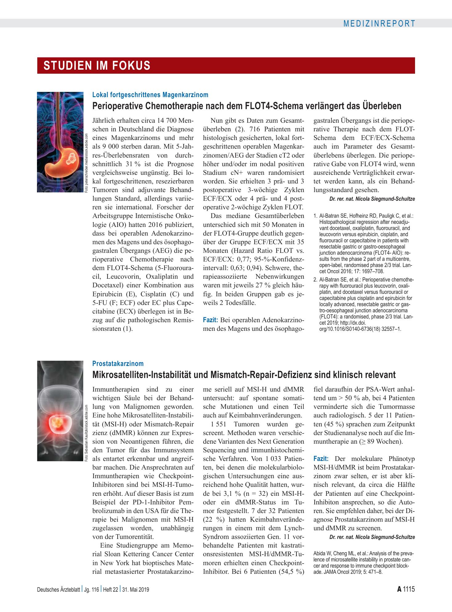 Vorschauseite 1: Prostatakarzinom: Mikrosatelliten-Instabilität und Mismatch-Repair-Defizienz sind klinisch relevant – Deutsches Ärzteblatt