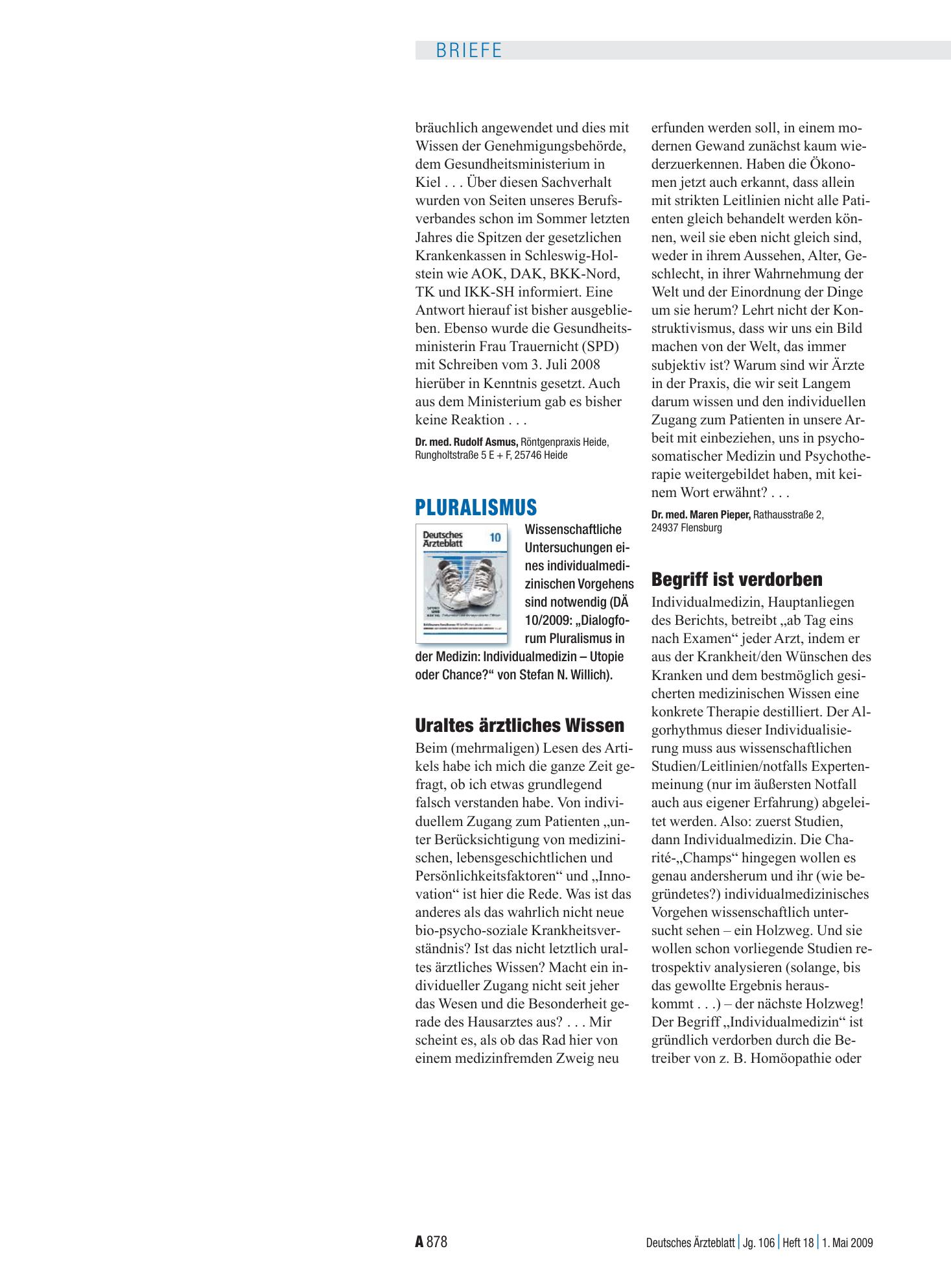 Vorschauseite 1: Pluralismus: Begriff ist verdorben – Deutsches Ärzteblatt