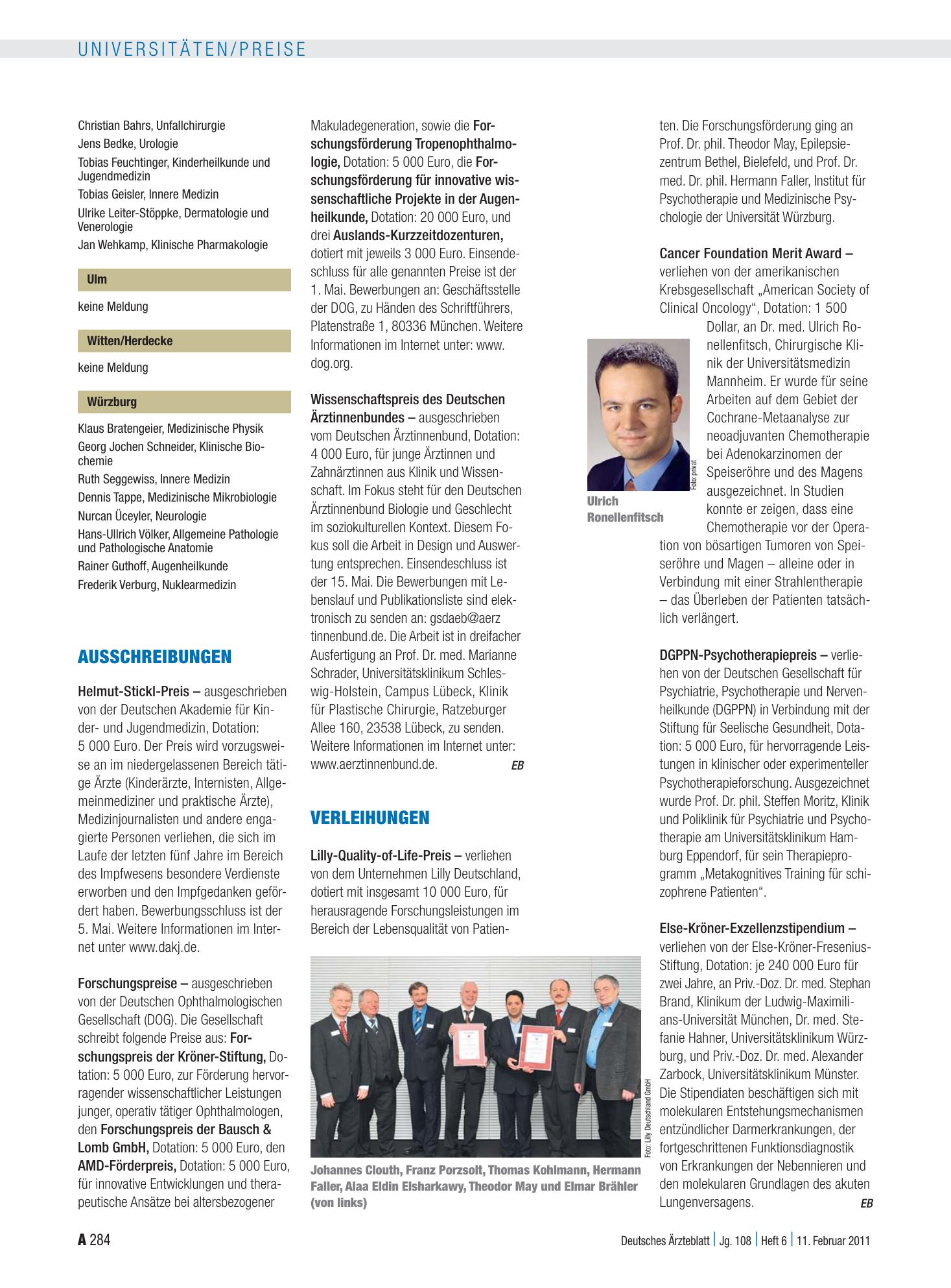 Vorschauseite 1: Ausschreibungen – Deutsches Ärzteblatt