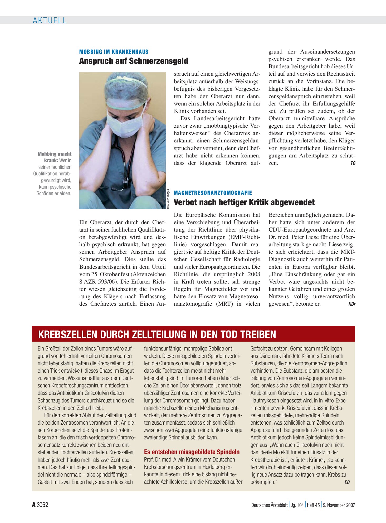 Vorschauseite 1: Magnetresonanztomografie: Verbot nach heftiger Kritik abgewendet – Deutsches Ärzteblatt