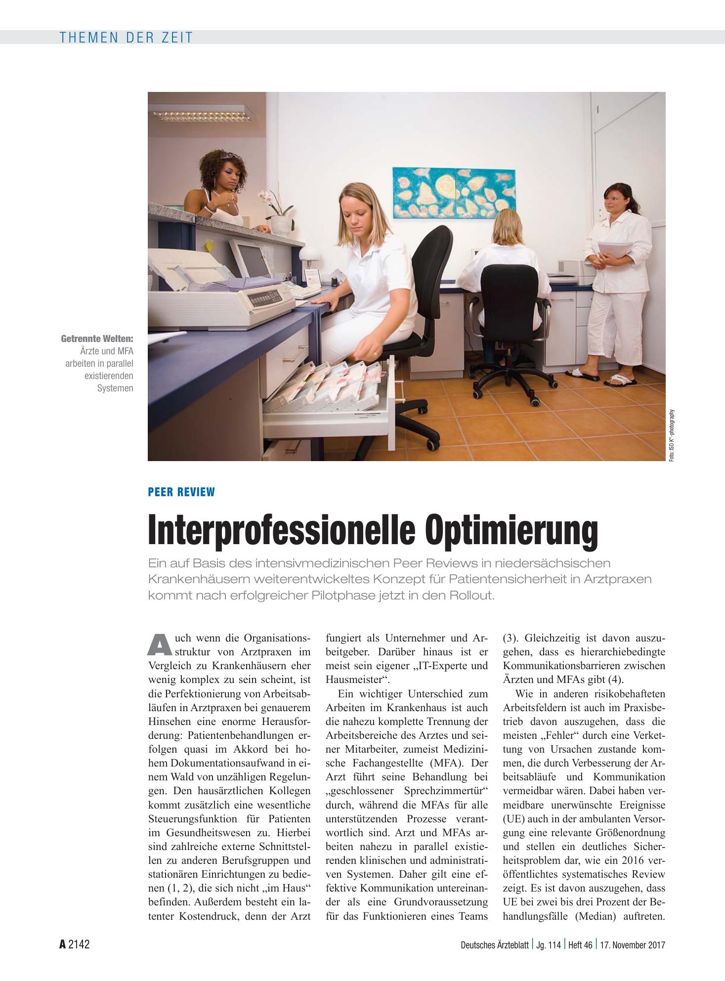 Vorschauseite 1: Peer Review: Interprofessionelle Optimierung – Deutsches Ärzteblatt