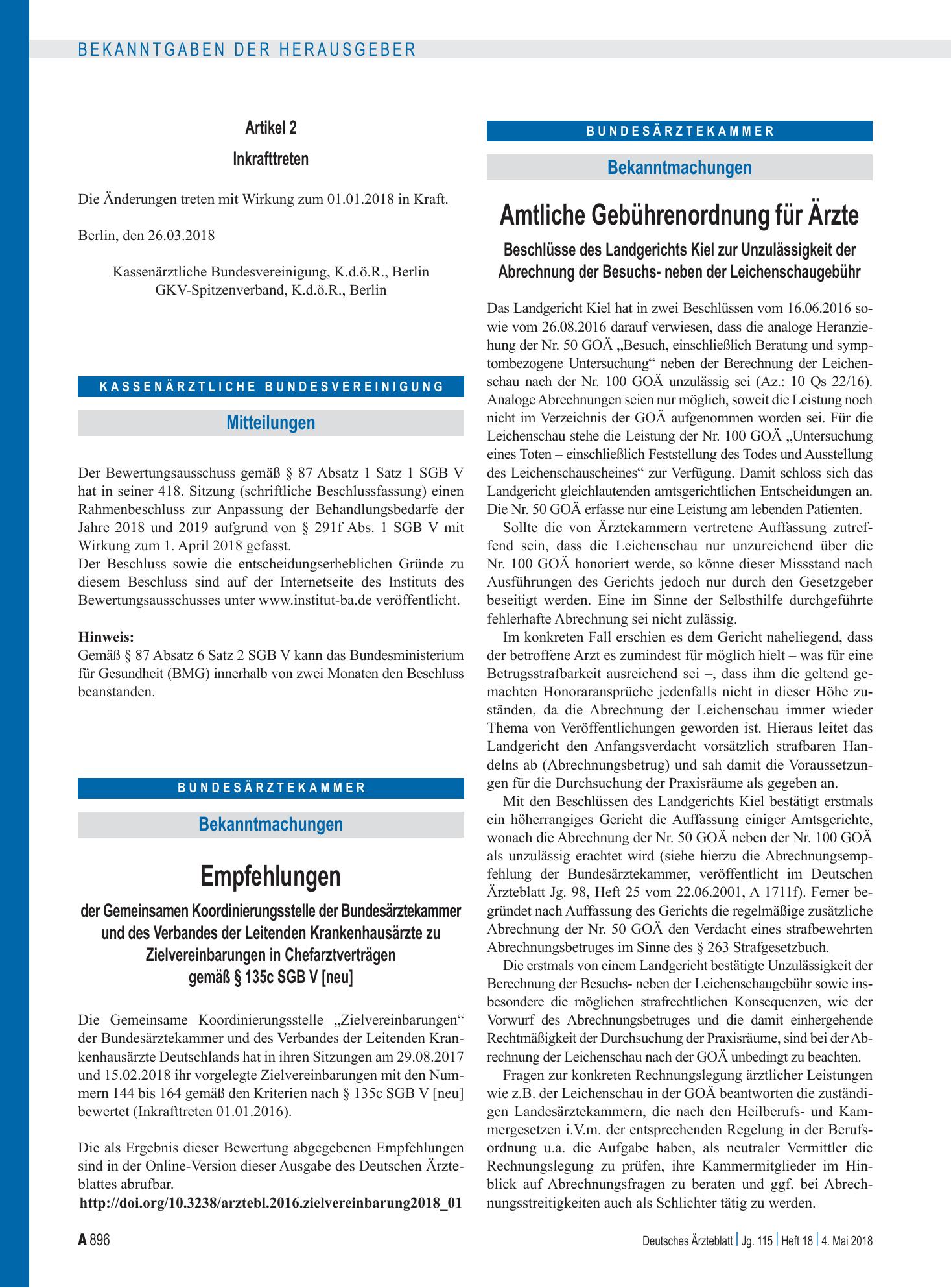Vorschauseite 1: Mitteilungen – Deutsches Ärzteblatt