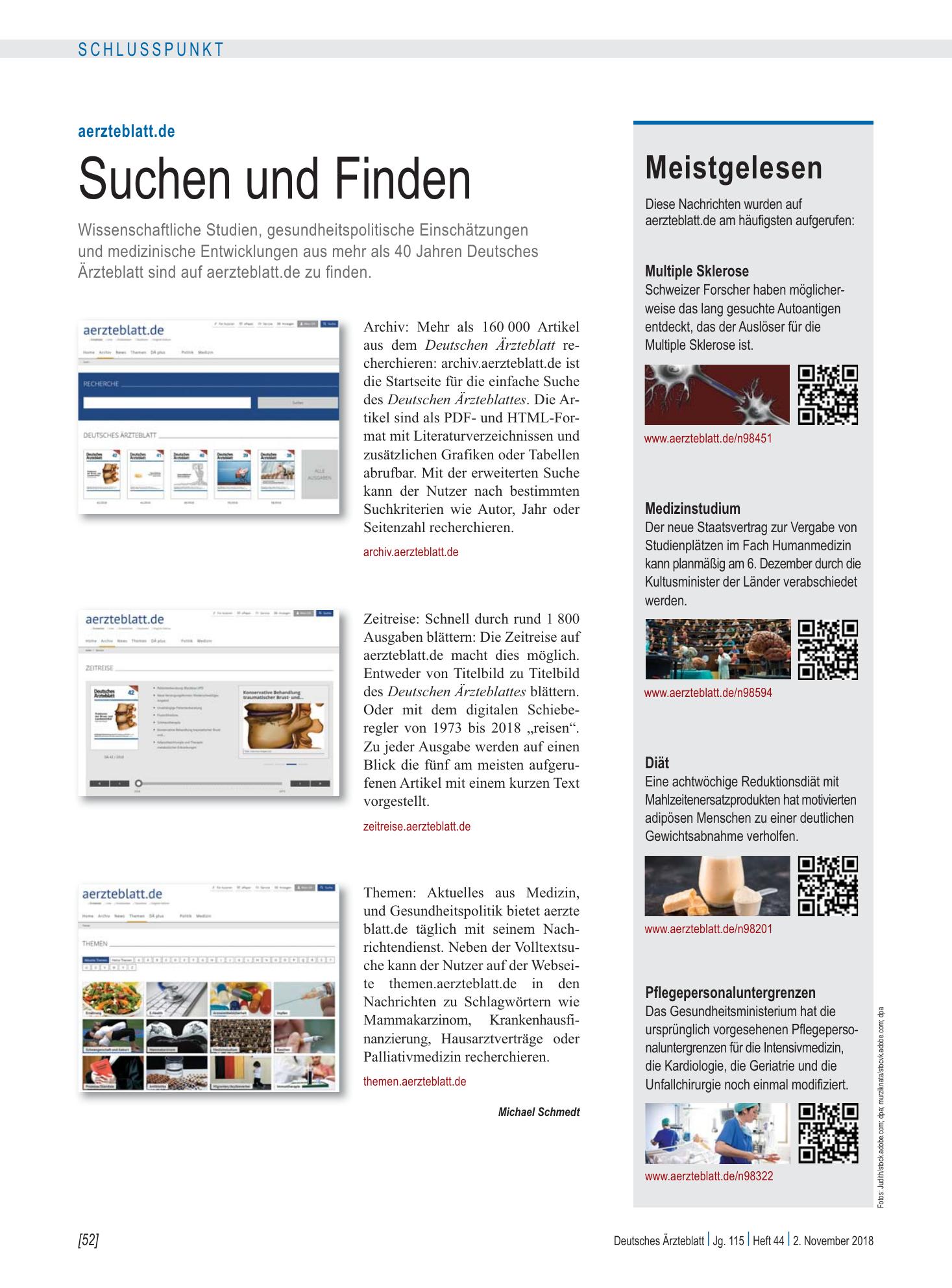 Vorschauseite 1: Meistgelesen – Deutsches Ärzteblatt