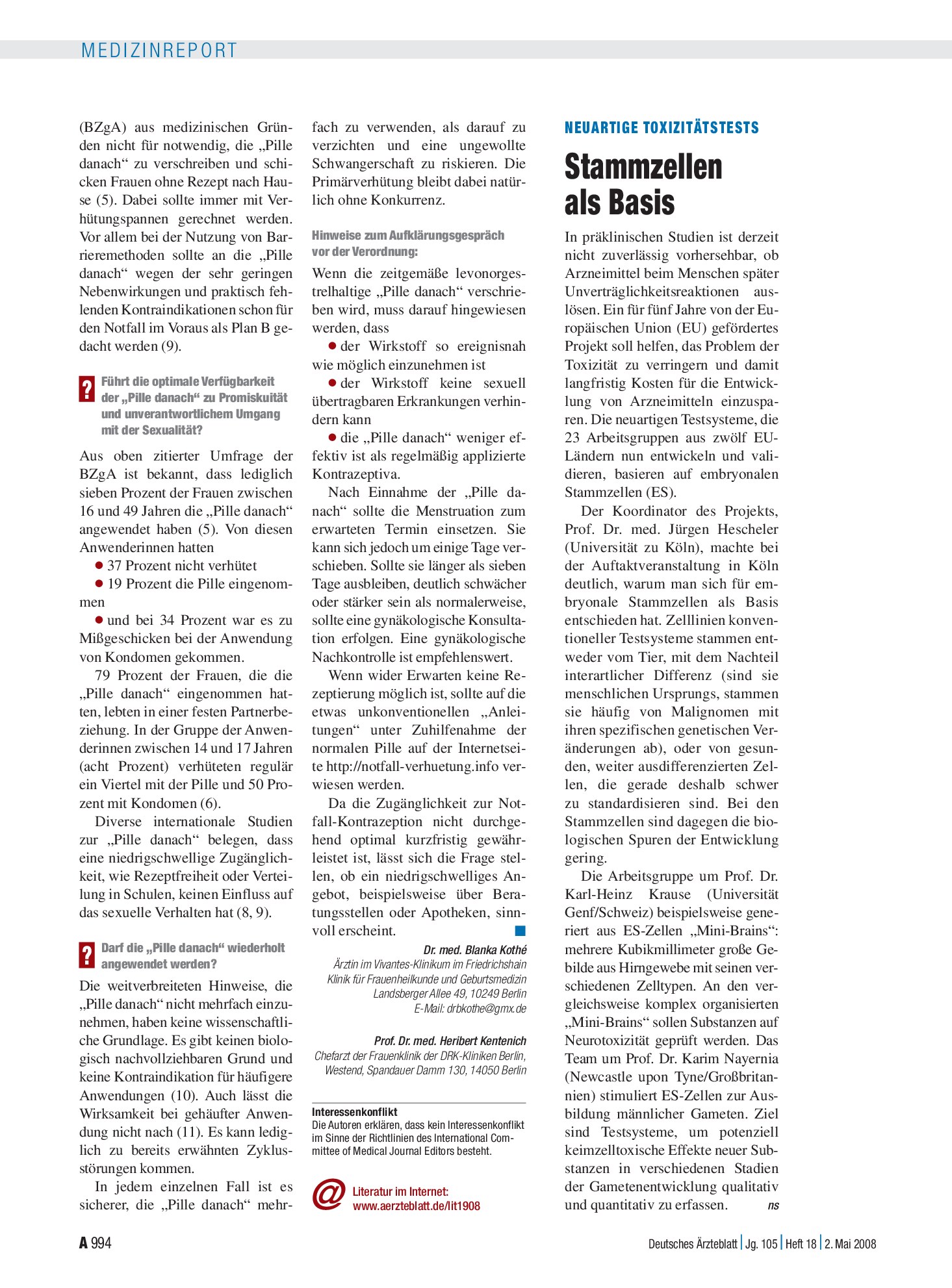 Vorschauseite 1: Neuartige Toxizitätstests: Stammzellen als Basis – Deutsches Ärzteblatt