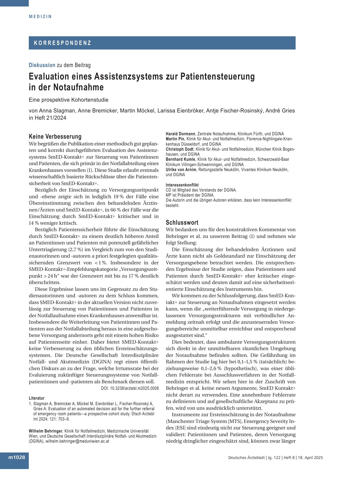 Vorschauseite 1: Schlusswort – Deutsches Ärzteblatt