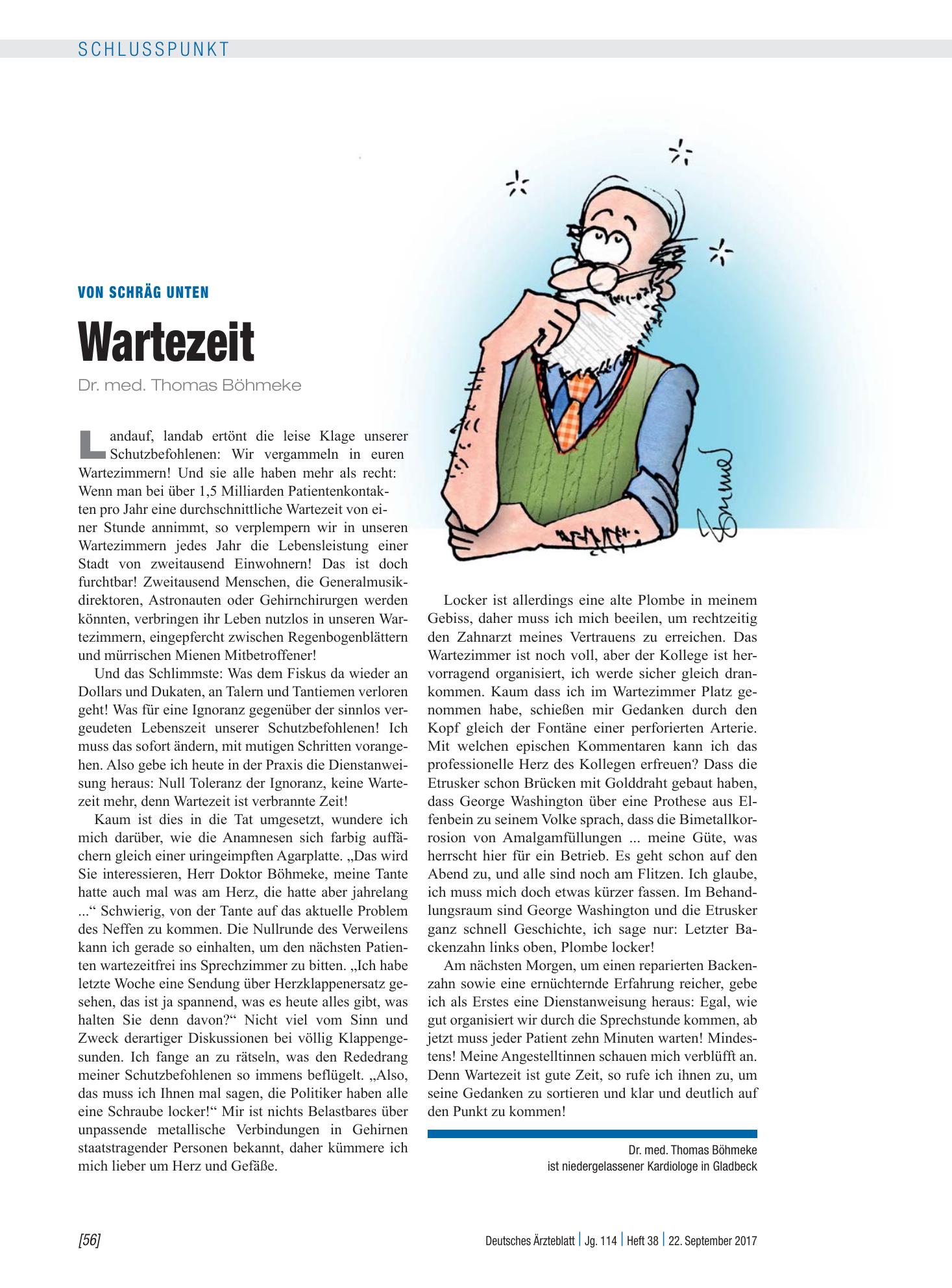 Vorschauseite 1: Von Schräg unten: Wartezeit – Deutsches Ärzteblatt