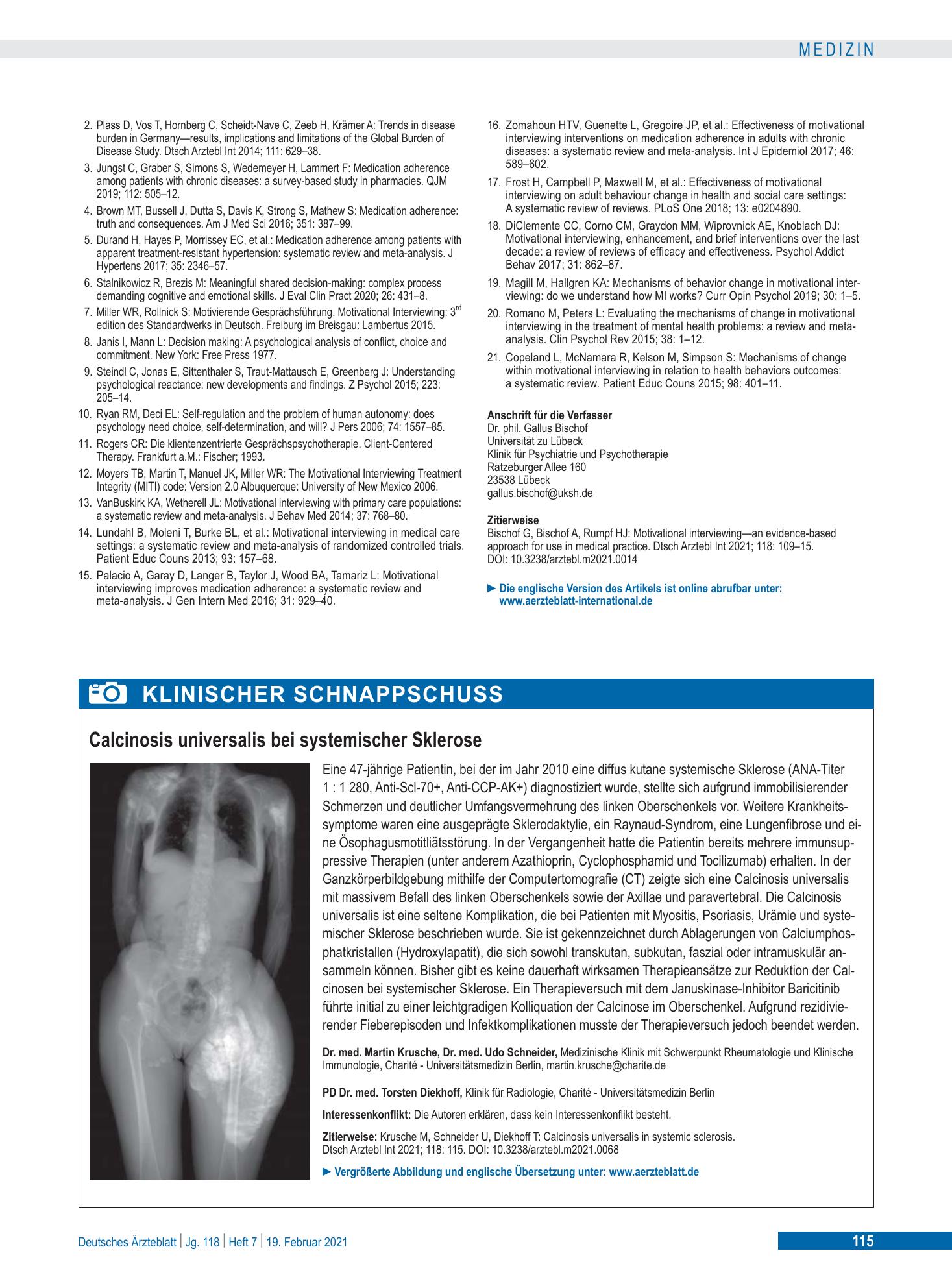 Vorschauseite 1: Calcinosis universalis bei systemischer Sklerose – Deutsches Ärzteblatt
