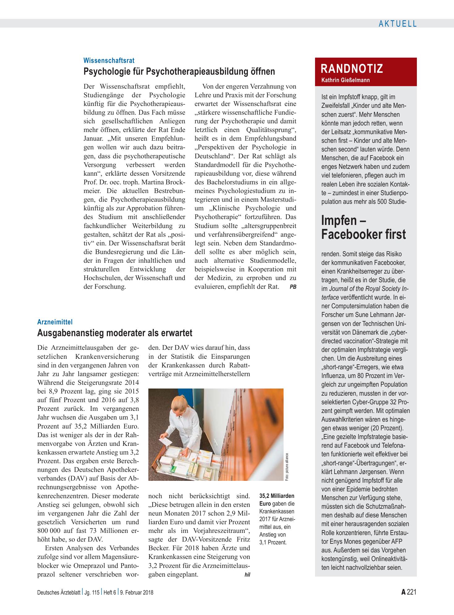 Vorschauseite 1: Randnotiz: Impfen – Facebooker first – Deutsches Ärzteblatt