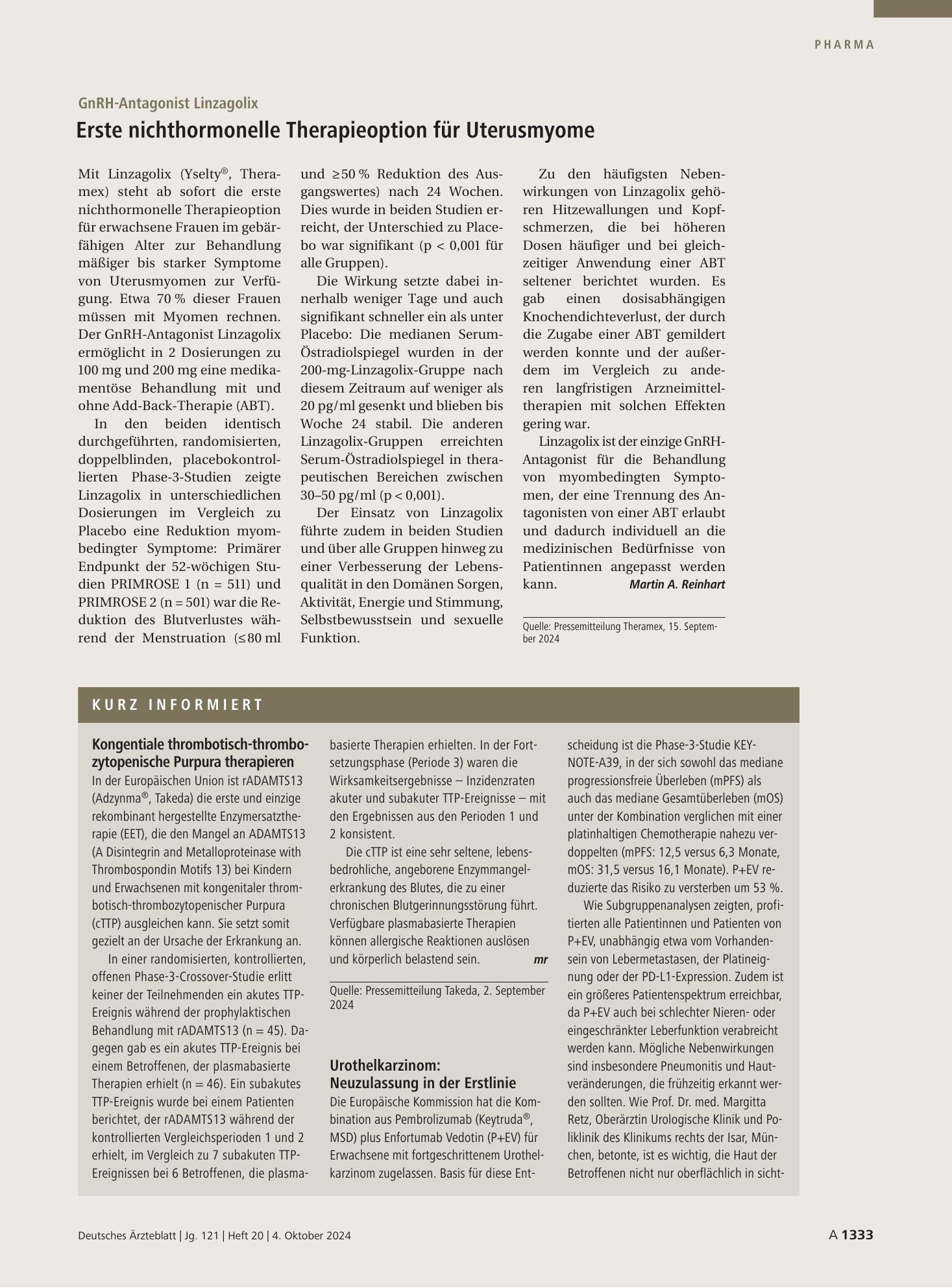 Vorschauseite 1: Kurz informiert – Deutsches Ärzteblatt