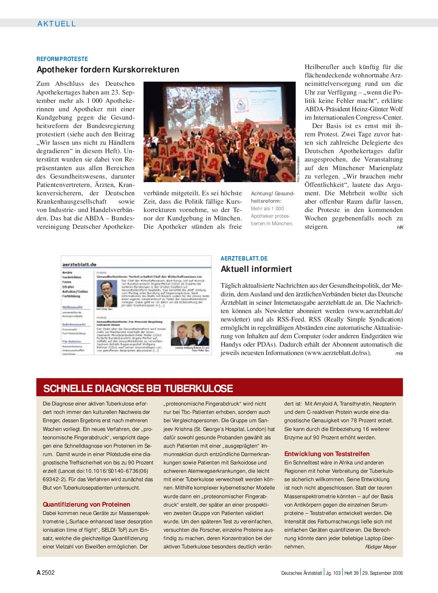 Vorschauseite 1: aerzteblatt.de: Aktuell informiert – Deutsches Ärzteblatt