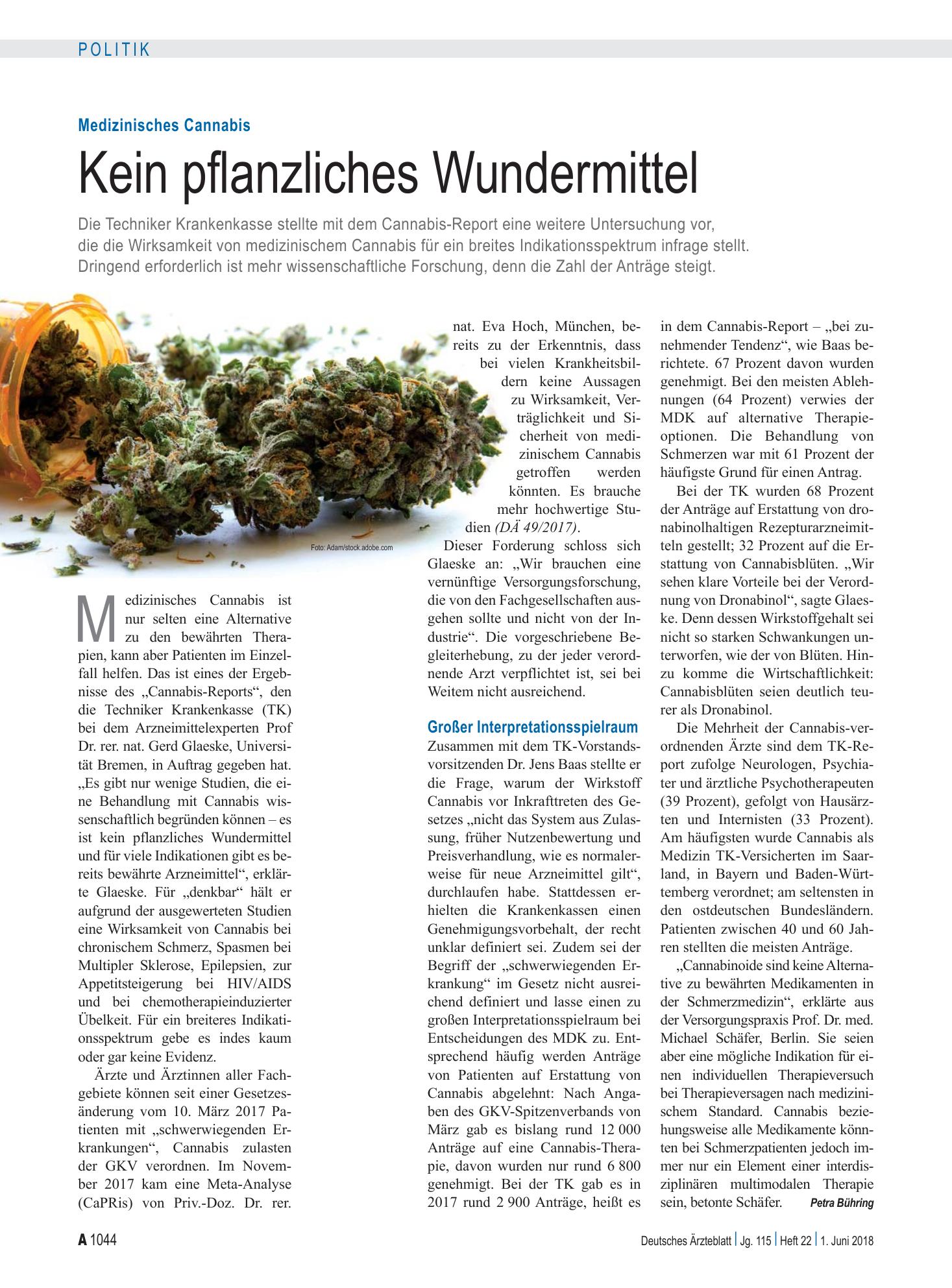 Vorschauseite 1: Medizinisches Cannabis: Kein pflanzliches Wundermittel – Deutsches Ärzteblatt
