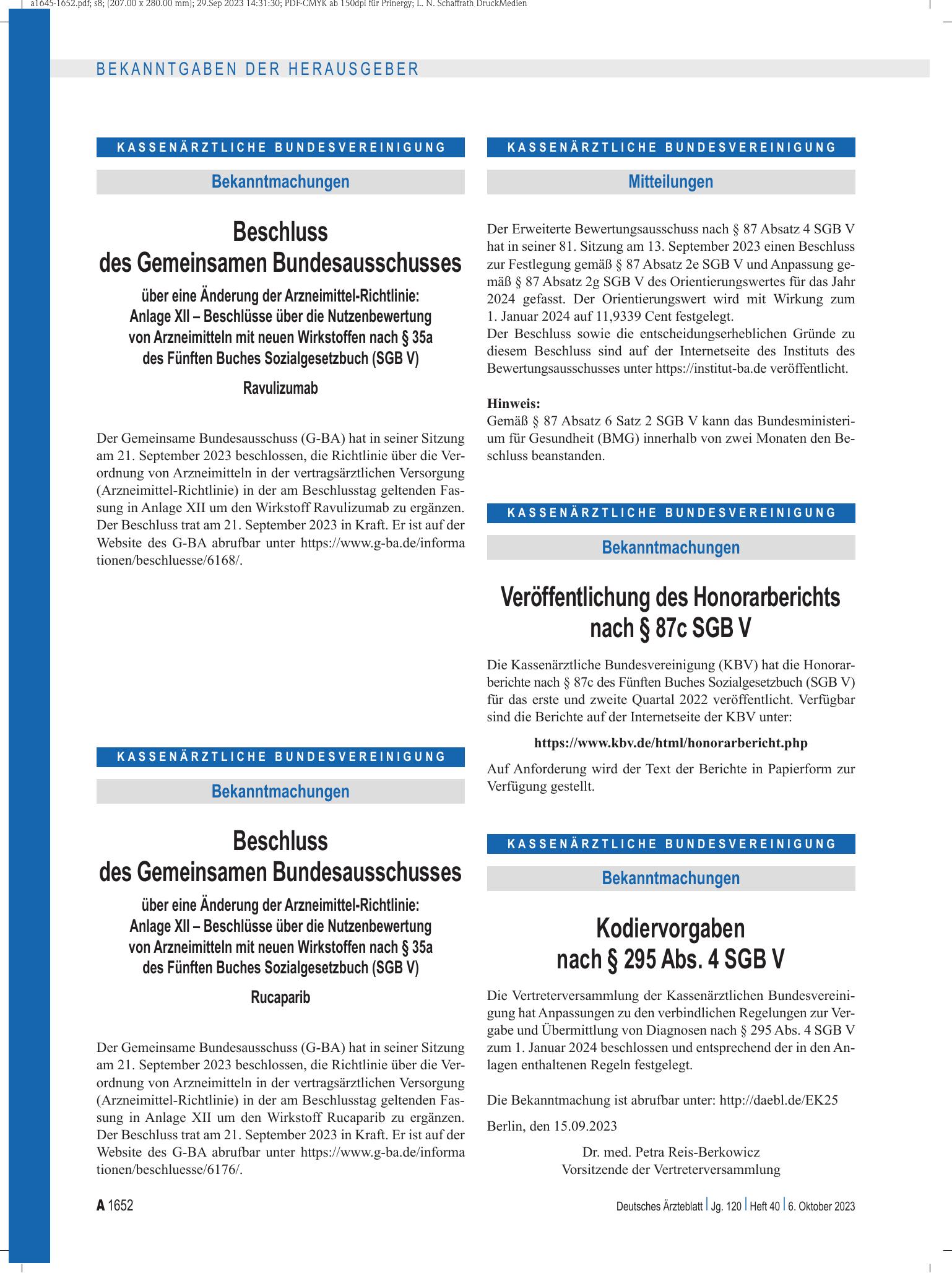 Vorschauseite 1: Mitteilungen – Deutsches Ärzteblatt