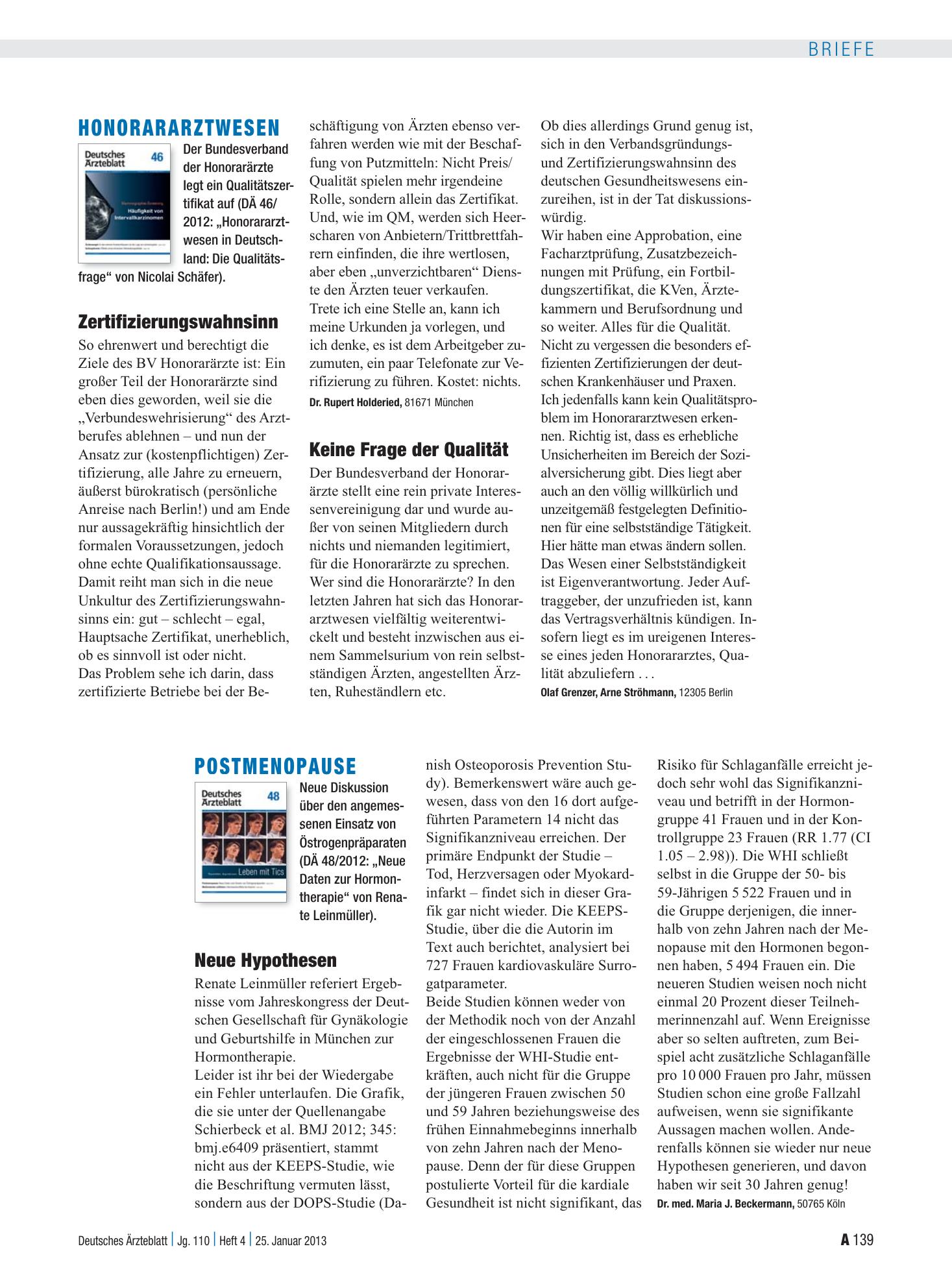 Vorschauseite 1: Postmenopause: Neue Hypothesen – Deutsches Ärzteblatt