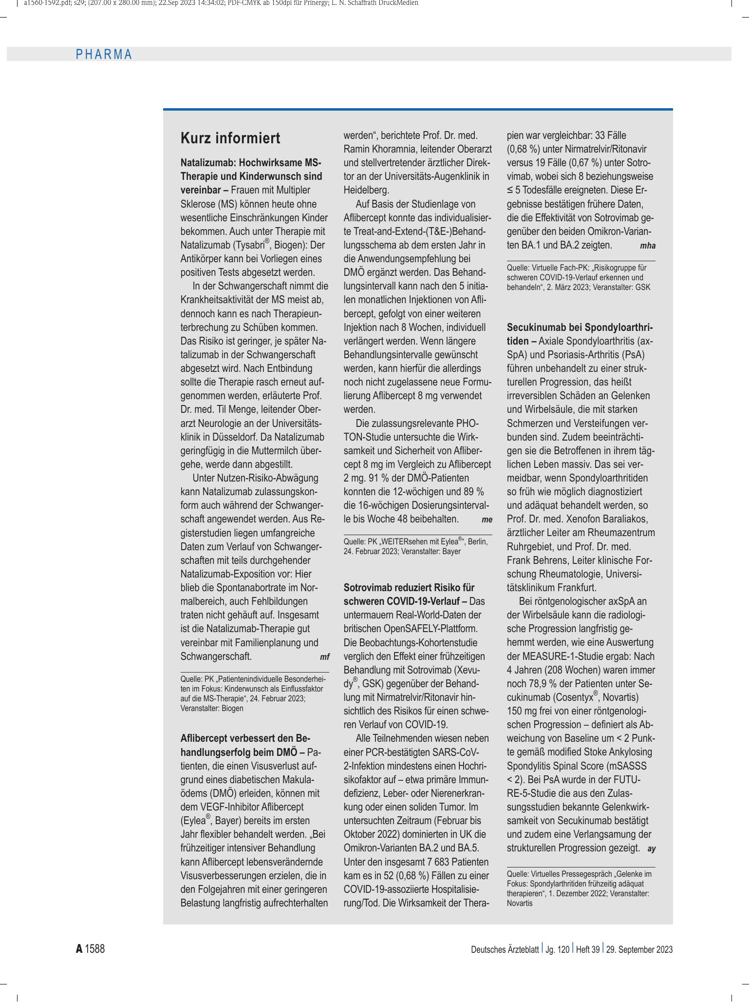 Vorschauseite 1: Kurz informiert – Deutsches Ärzteblatt