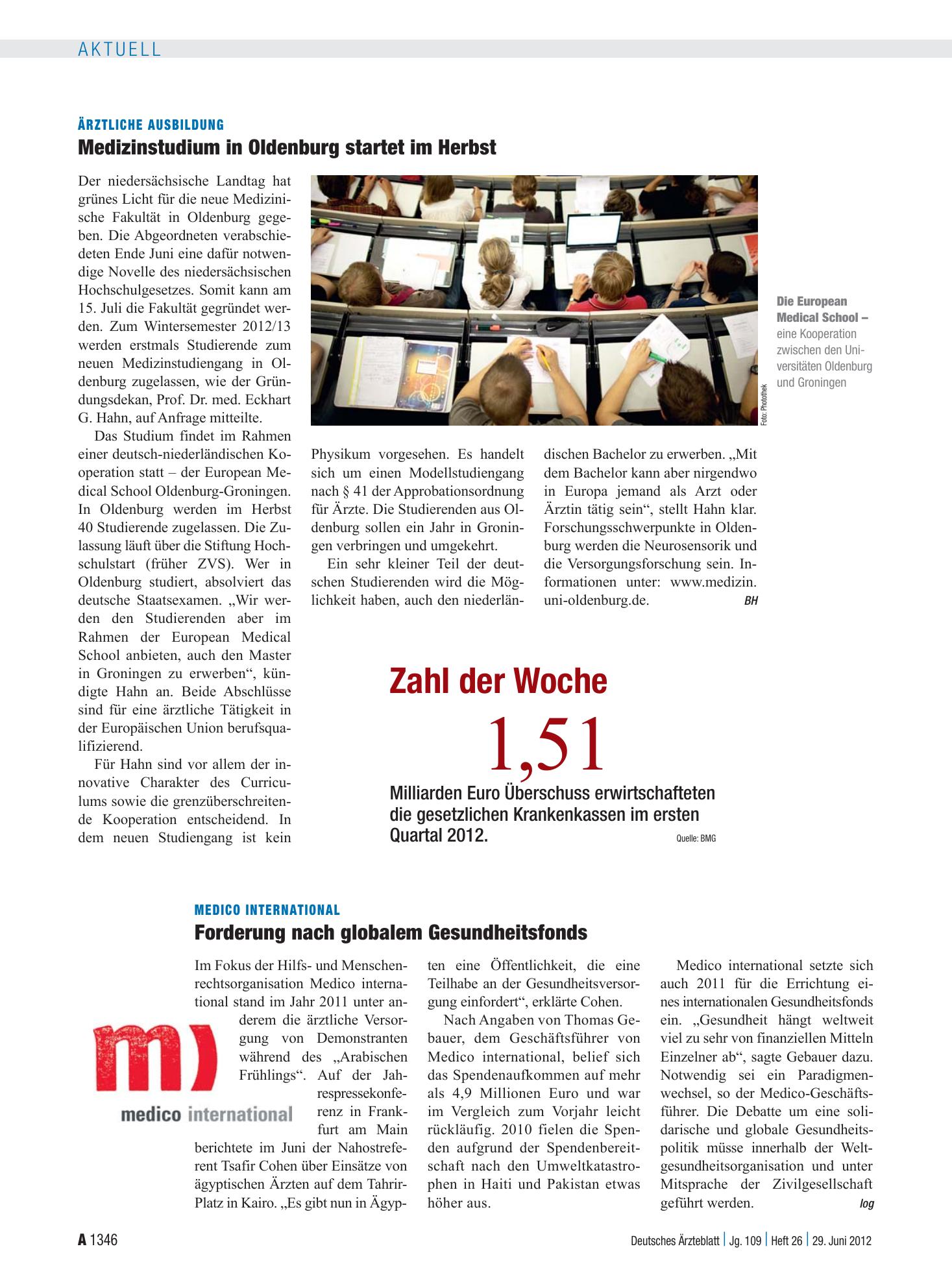 Vorschauseite 1: Zahl der Woche 1,51 – Deutsches Ärzteblatt