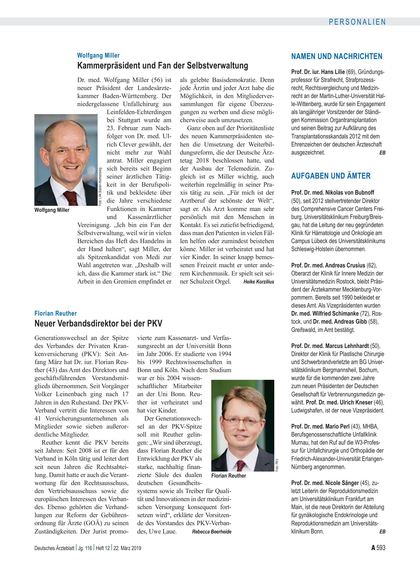 Vorschauseite 1: Aufgaben und Ämter – Deutsches Ärzteblatt
