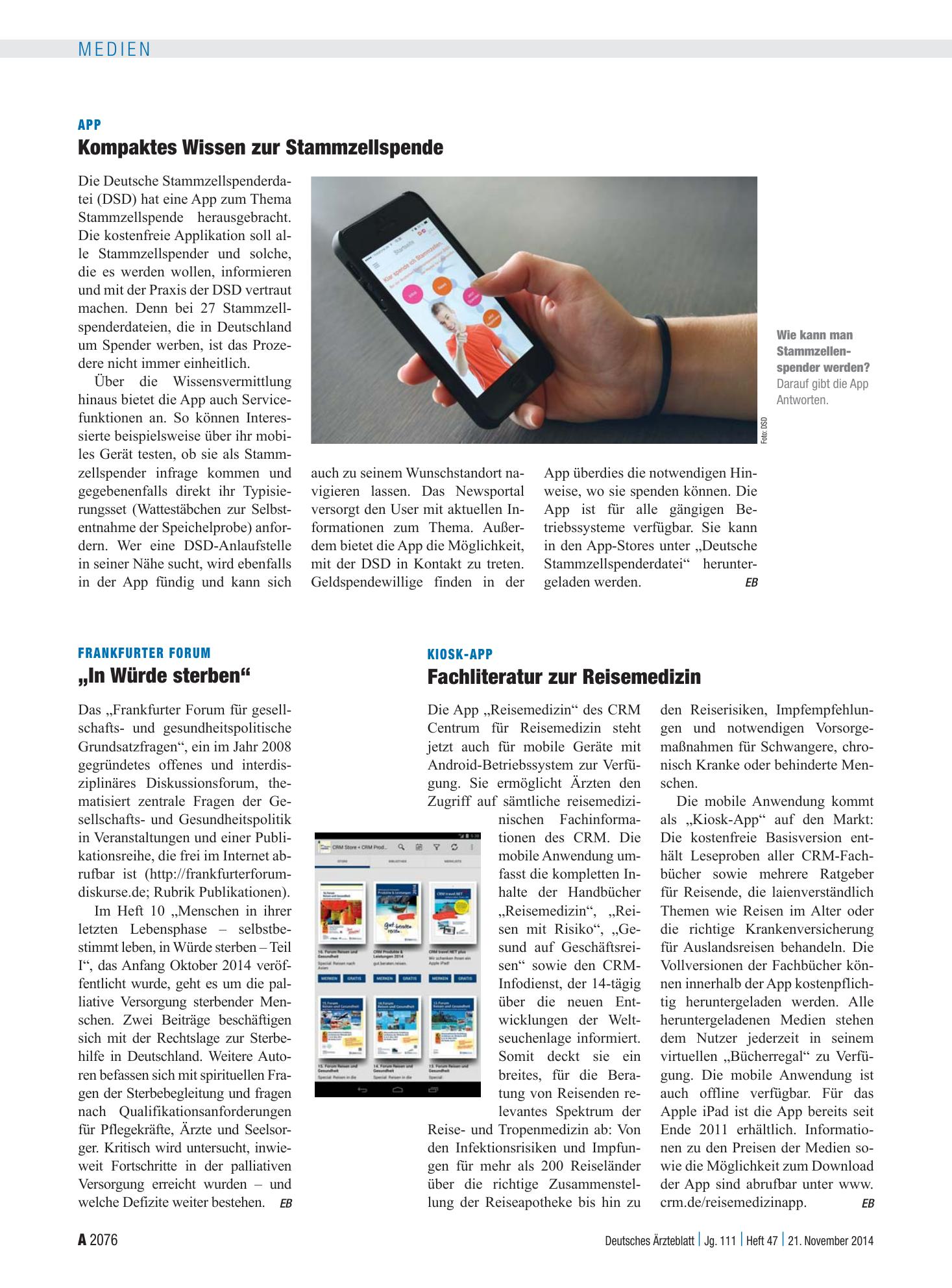 Vorschauseite 1: Frankfurter Forum: „In Würde sterben“ – Deutsches Ärzteblatt