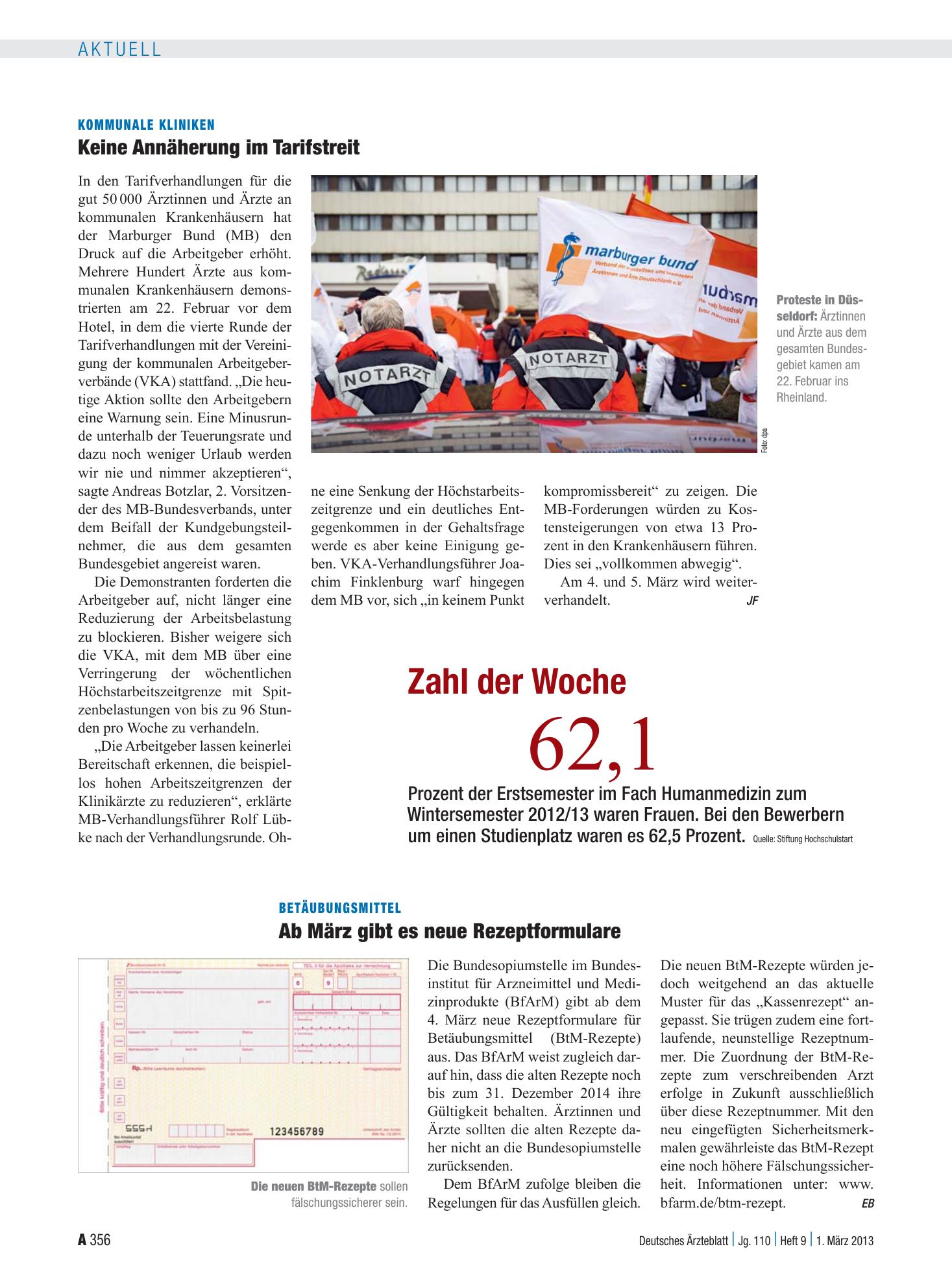 Vorschauseite 1: Zahl der Woche 62,1 – Deutsches Ärzteblatt