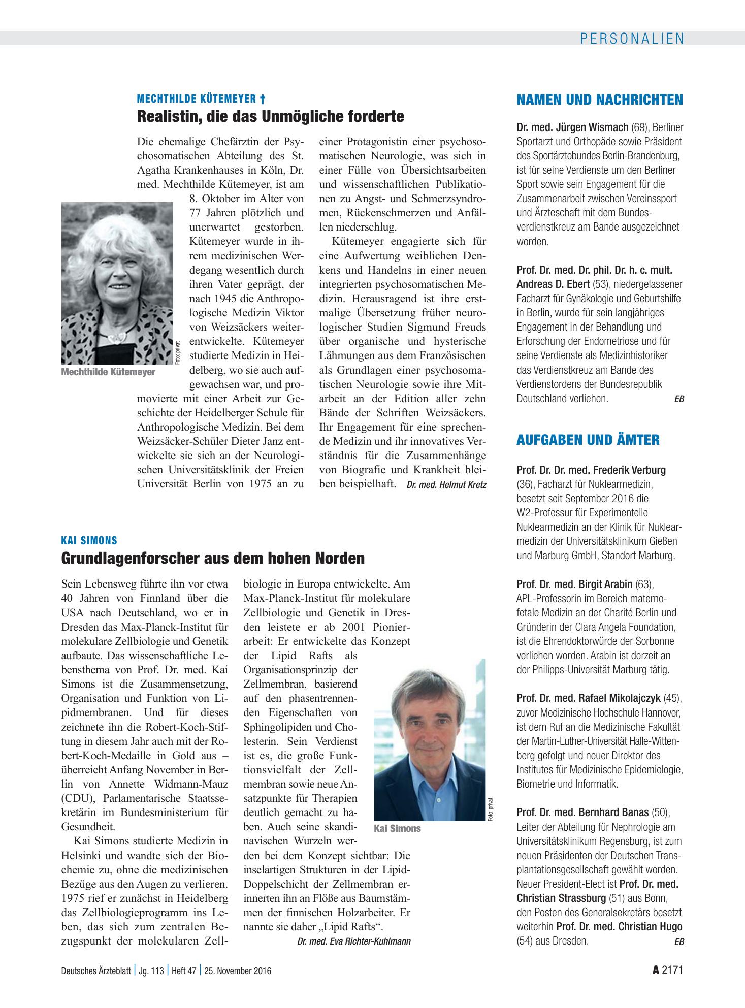 Vorschauseite 1: Aufgaben und Ämter – Deutsches Ärzteblatt