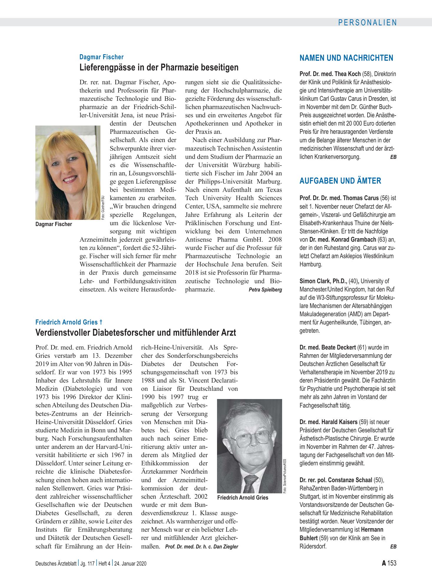 Vorschauseite 1: Namen und Nachrichten – Deutsches Ärzteblatt