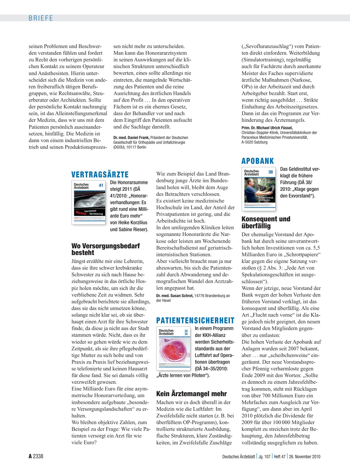 Vorschauseite 1: Apobank: Konsequent und überfällig – Deutsches Ärzteblatt