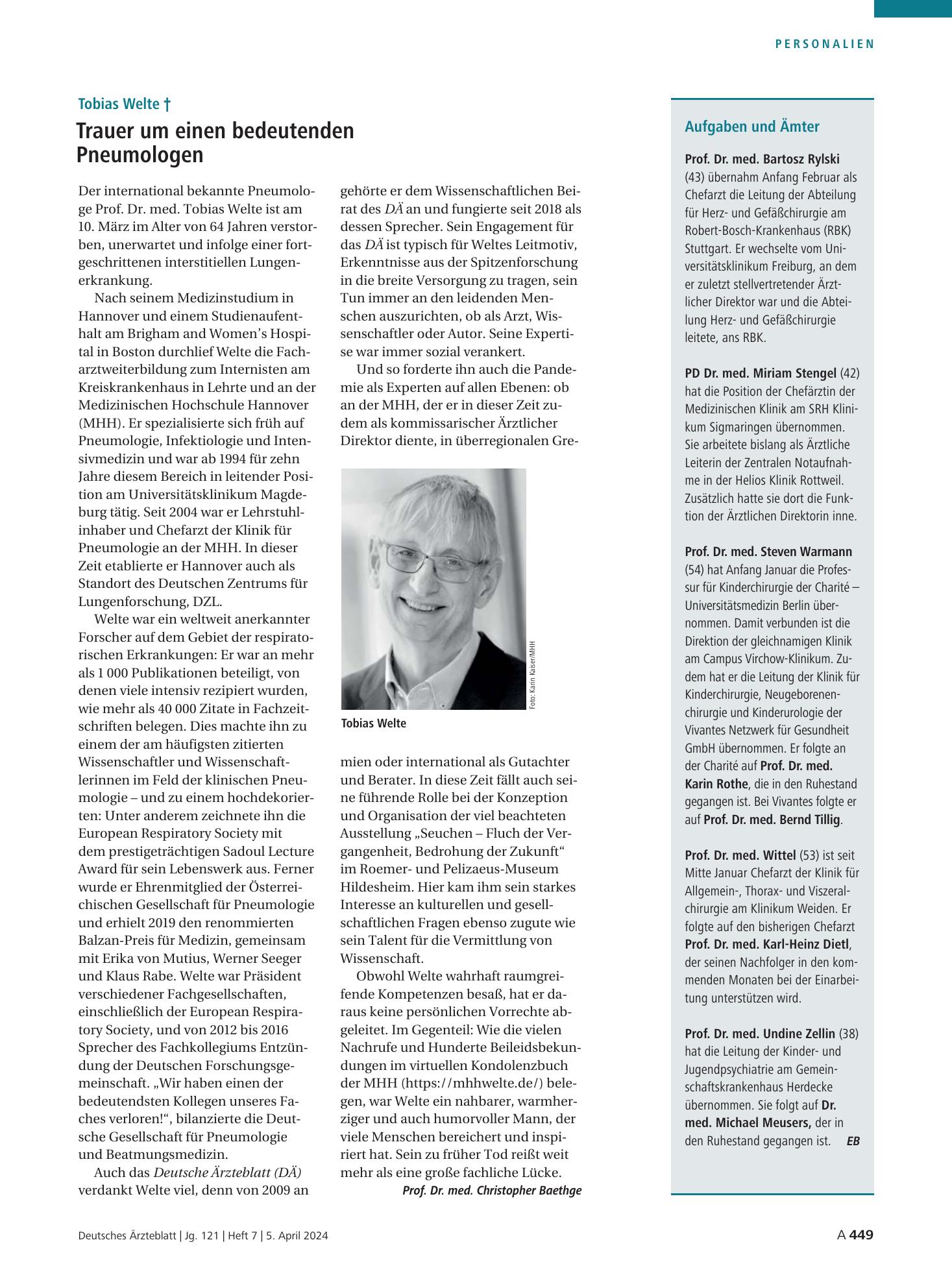 Vorschauseite 1: Aufgaben und Ämter – Deutsches Ärzteblatt
