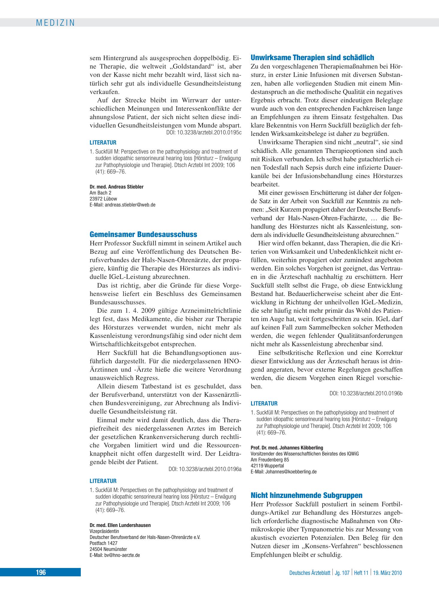 Vorschauseite 1: Nicht hinzunehmende Subgruppen – Deutsches Ärzteblatt