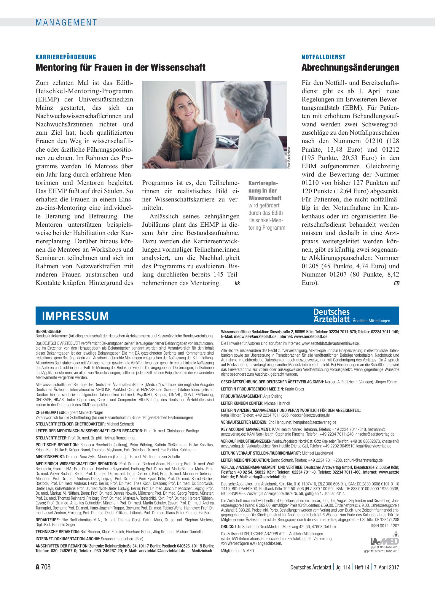 Vorschauseite 1: Notfalldienst: Abrechnungsänderungen – Deutsches Ärzteblatt