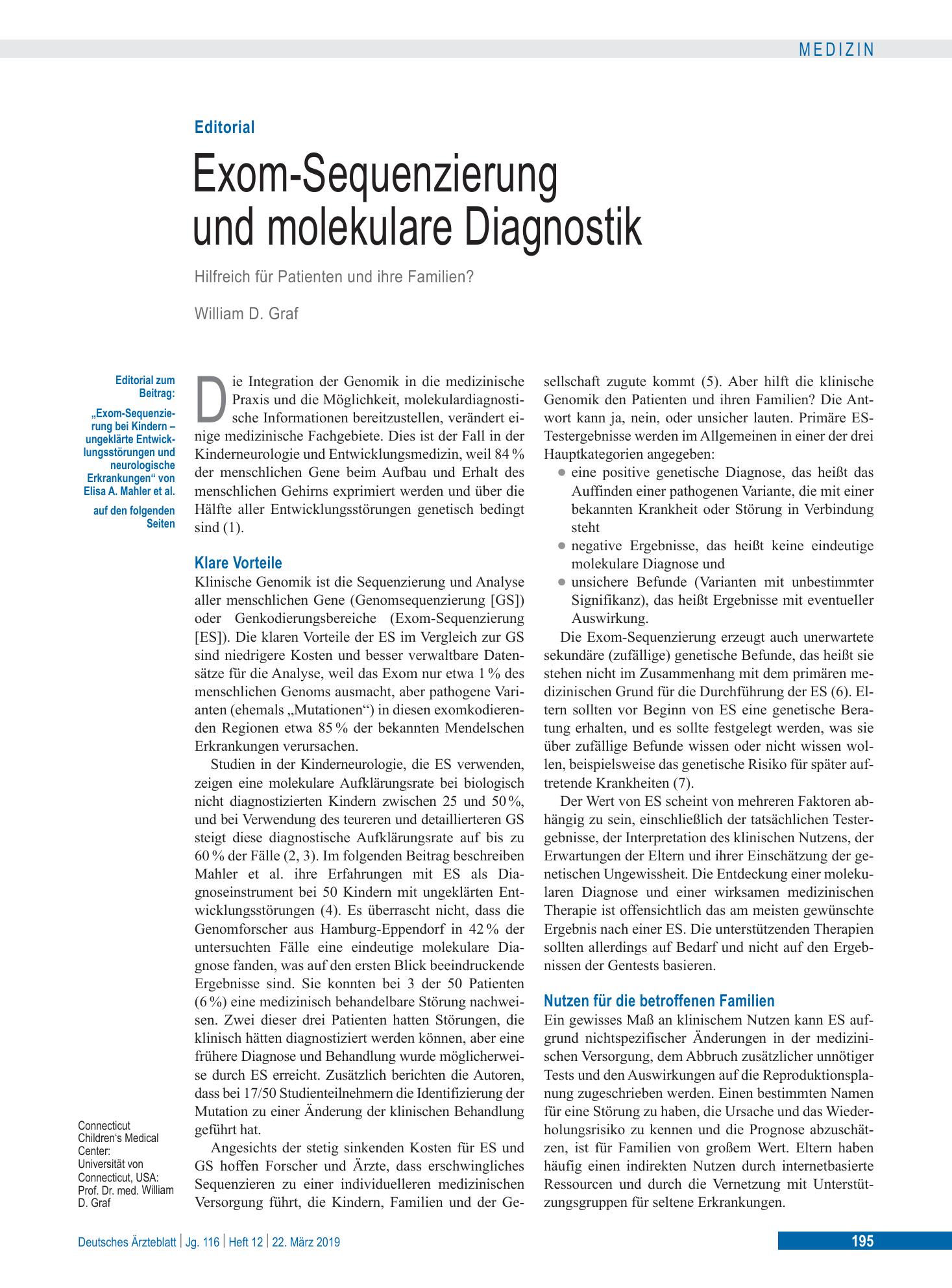 Vorschauseite 1: Exom-Sequenzierung bei Kindern – Deutsches Ärzteblatt