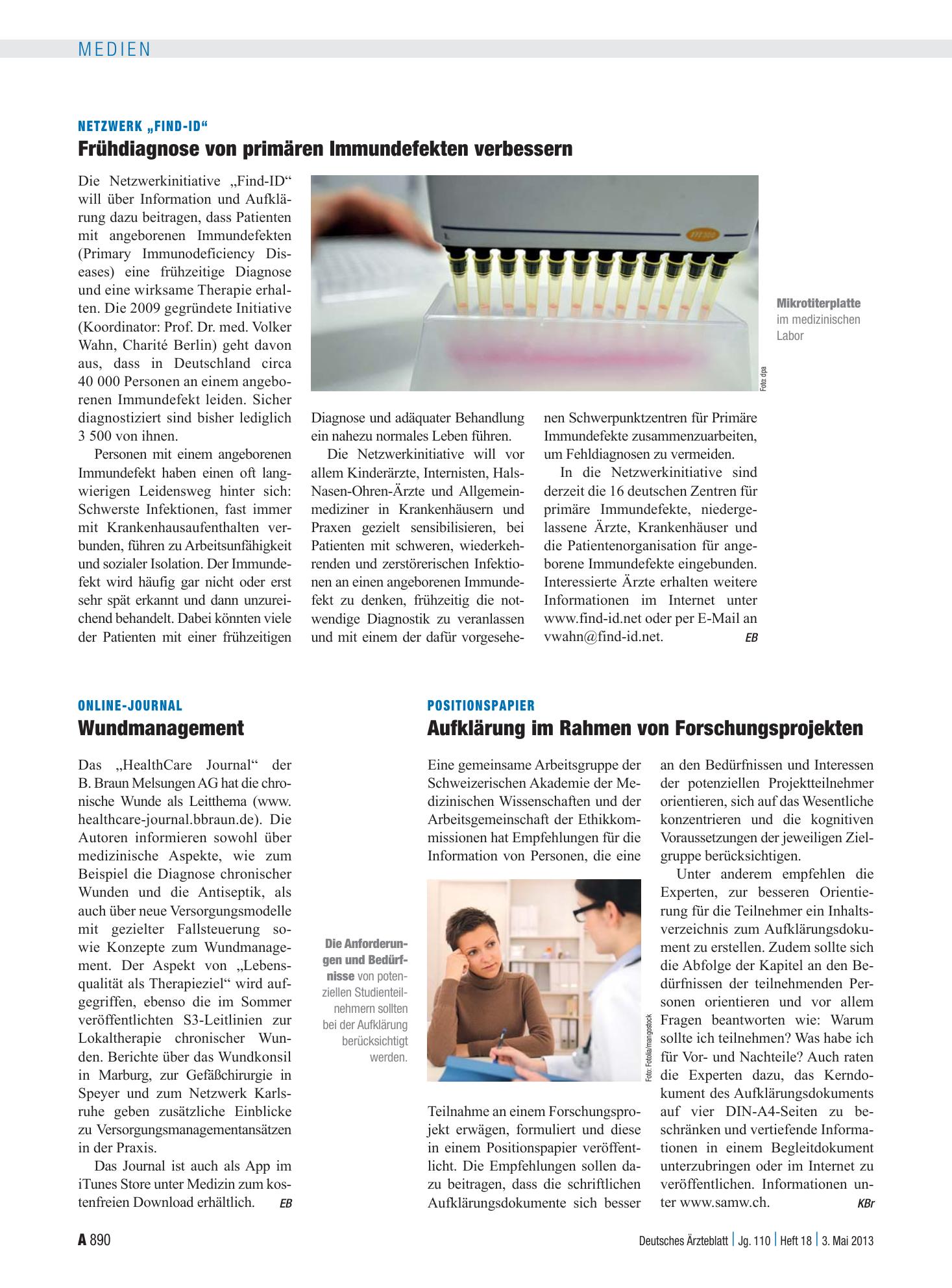 Vorschauseite 1: Online-Journal: Wundmanagement – Deutsches Ärzteblatt