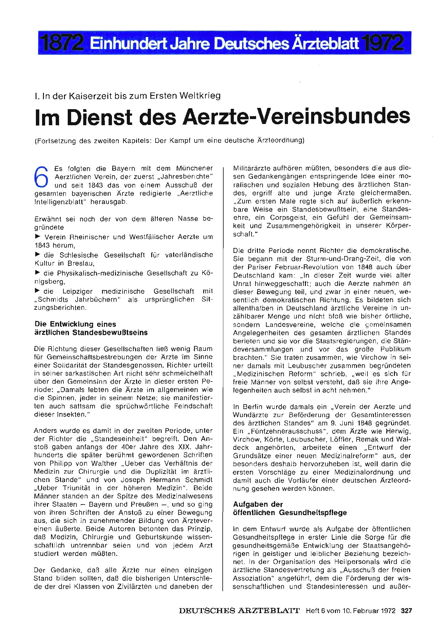 Vorschauseite 1: I. In der Kaiserzeit bis zum Ersten Weltkrieg: Im Dienst des Aerzte-Vereinsbundes