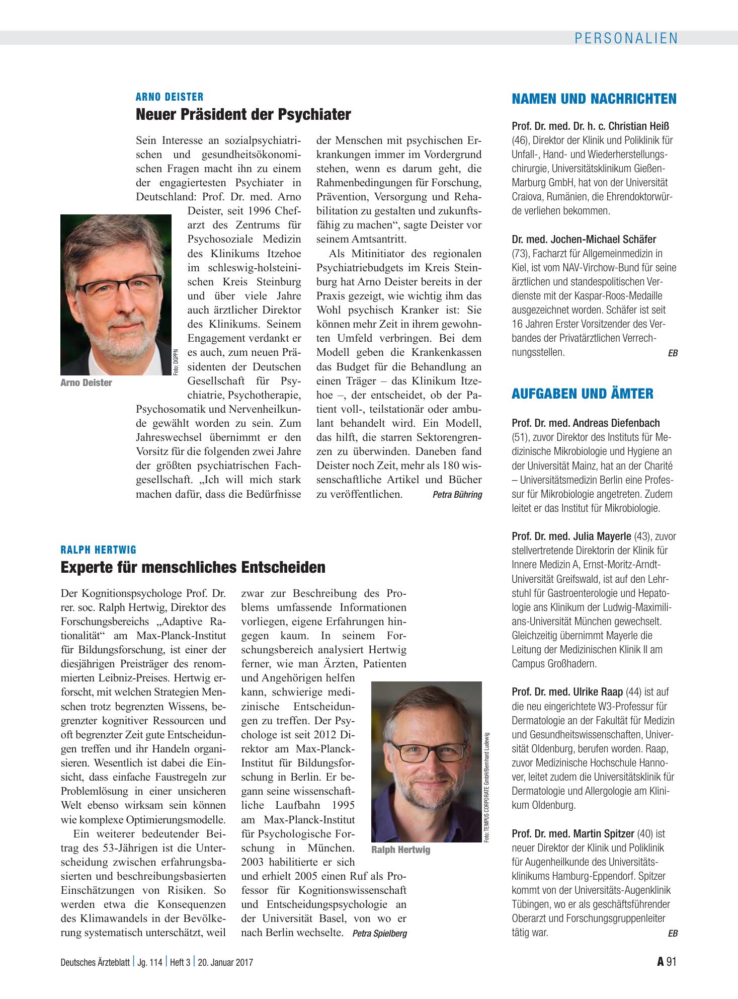 Vorschauseite 1: Aufgaben und Ämter – Deutsches Ärzteblatt