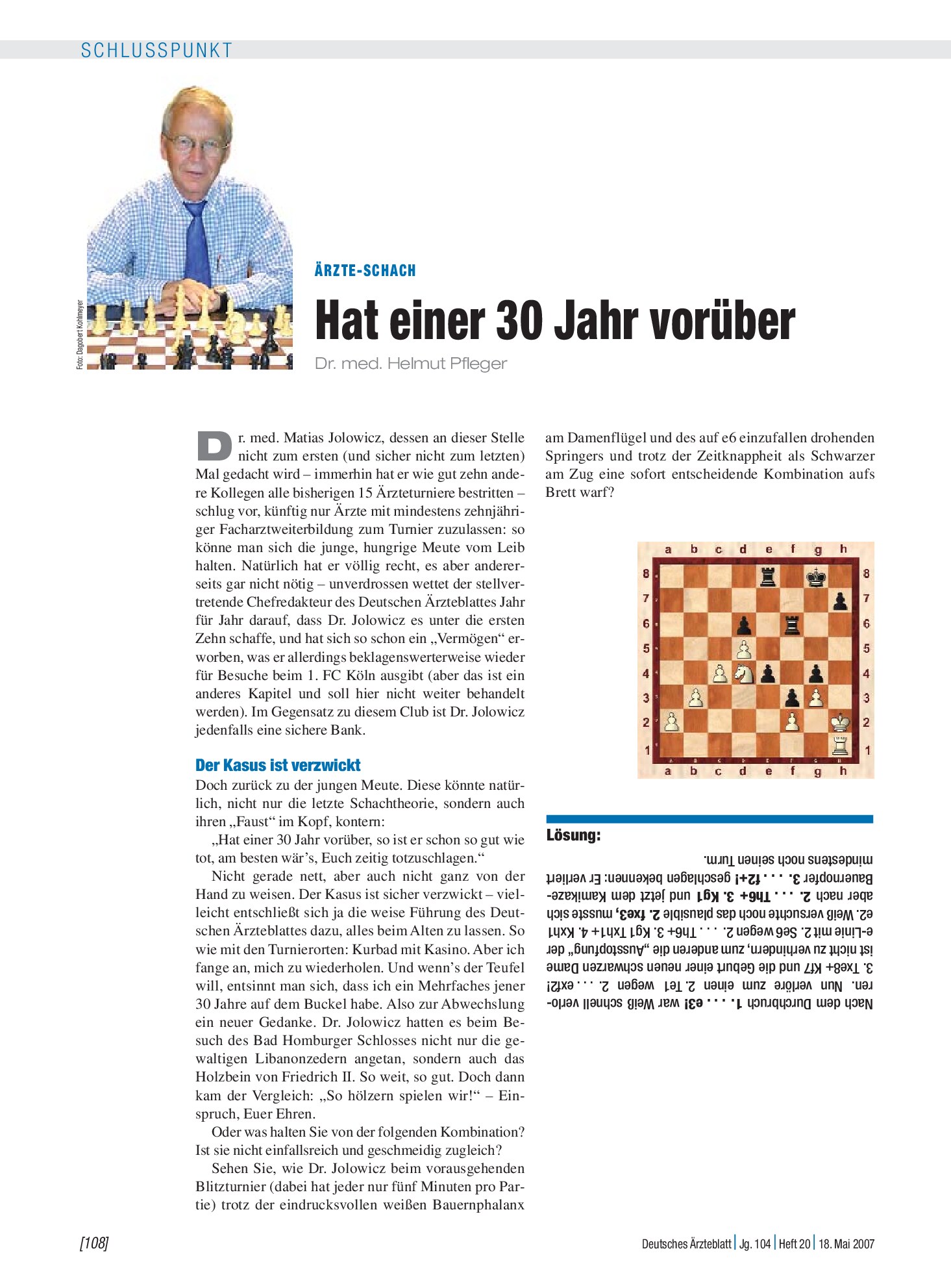 Vorschauseite 1: Ärzte-Schach: Hat einer 30 Jahr vorüber – Deutsches Ärzteblatt
