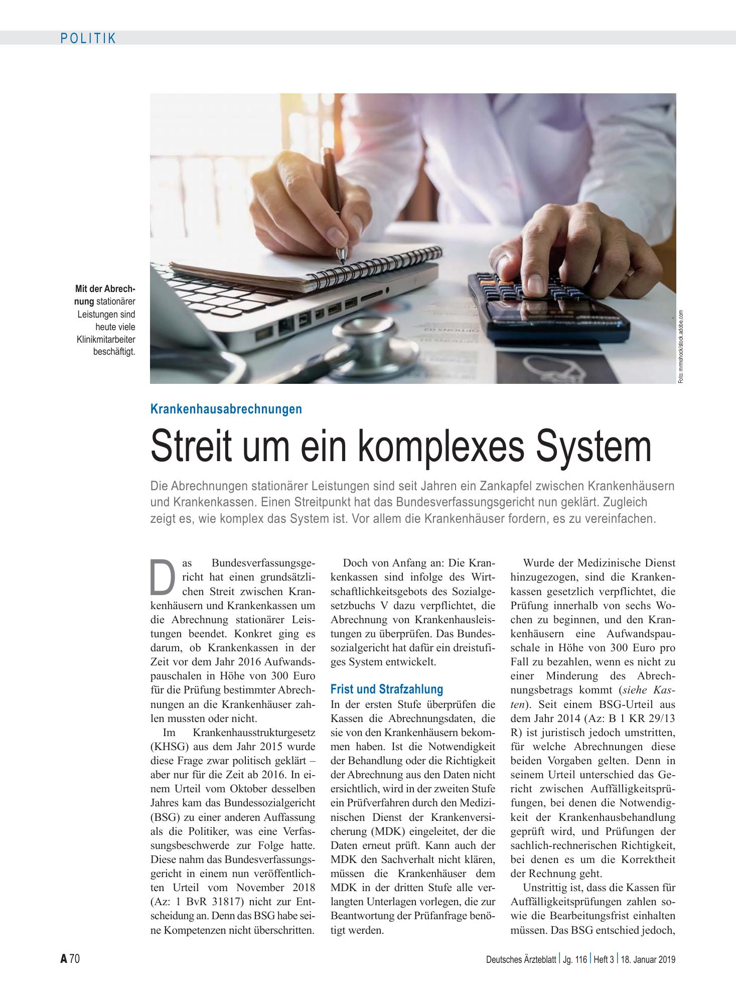 Vorschauseite 1: Krankenhausabrechnungen: Streit um ein komplexes System – Deutsches Ärzteblatt