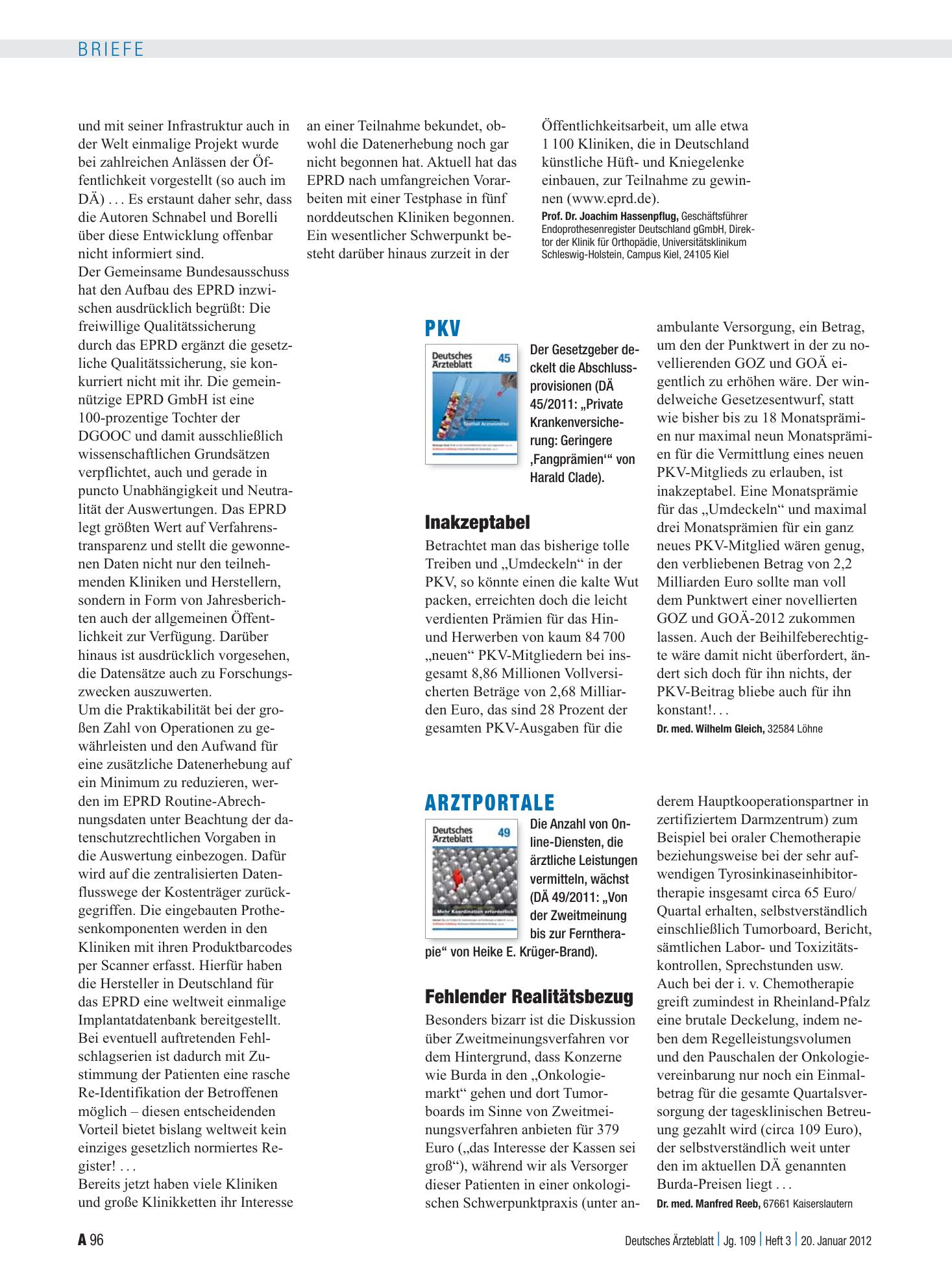 Vorschauseite 1: PKV: Inakzeptabel – Deutsches Ärzteblatt