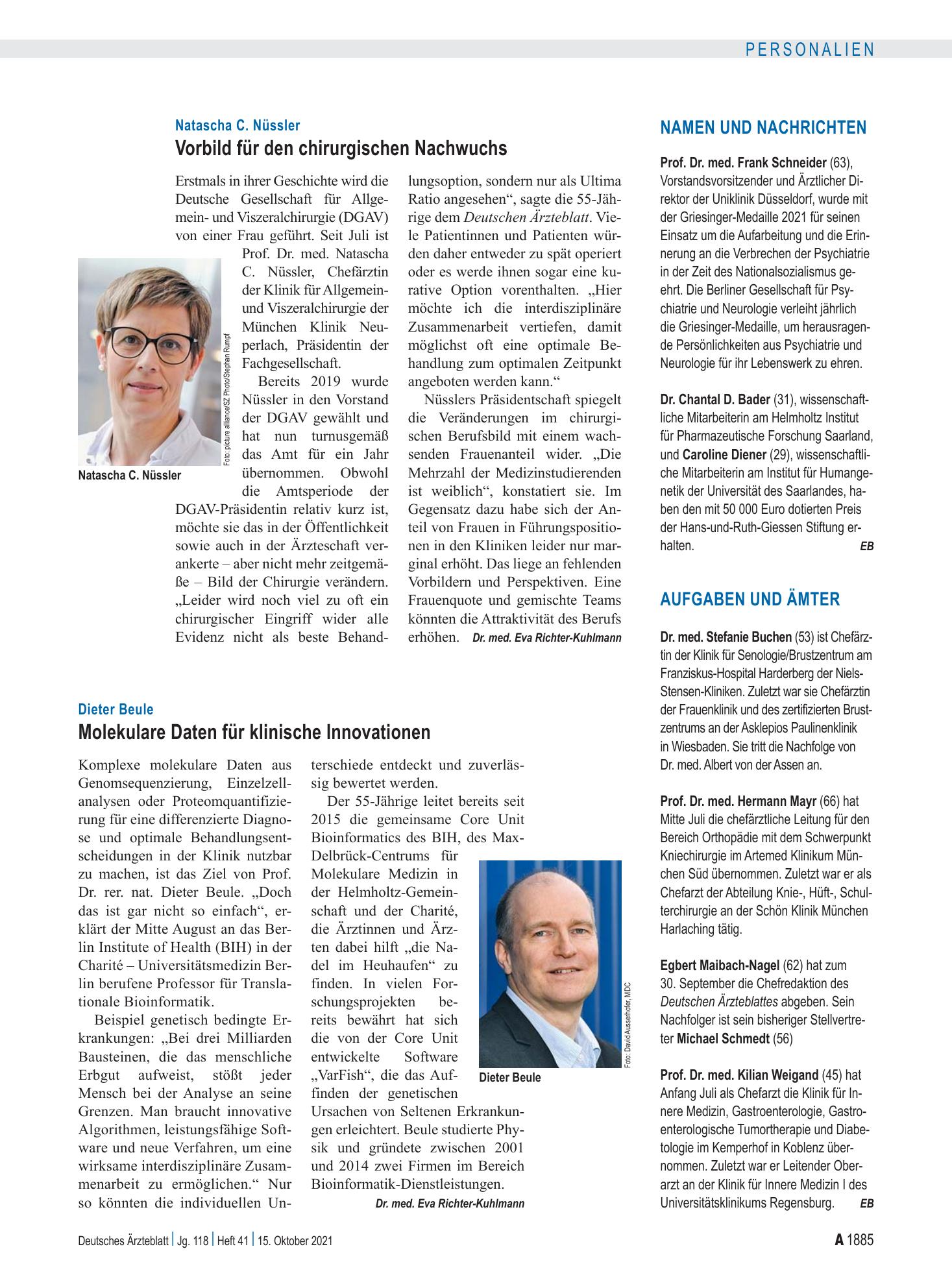 Vorschauseite 1: Aufgaben und Ämter – Deutsches Ärzteblatt