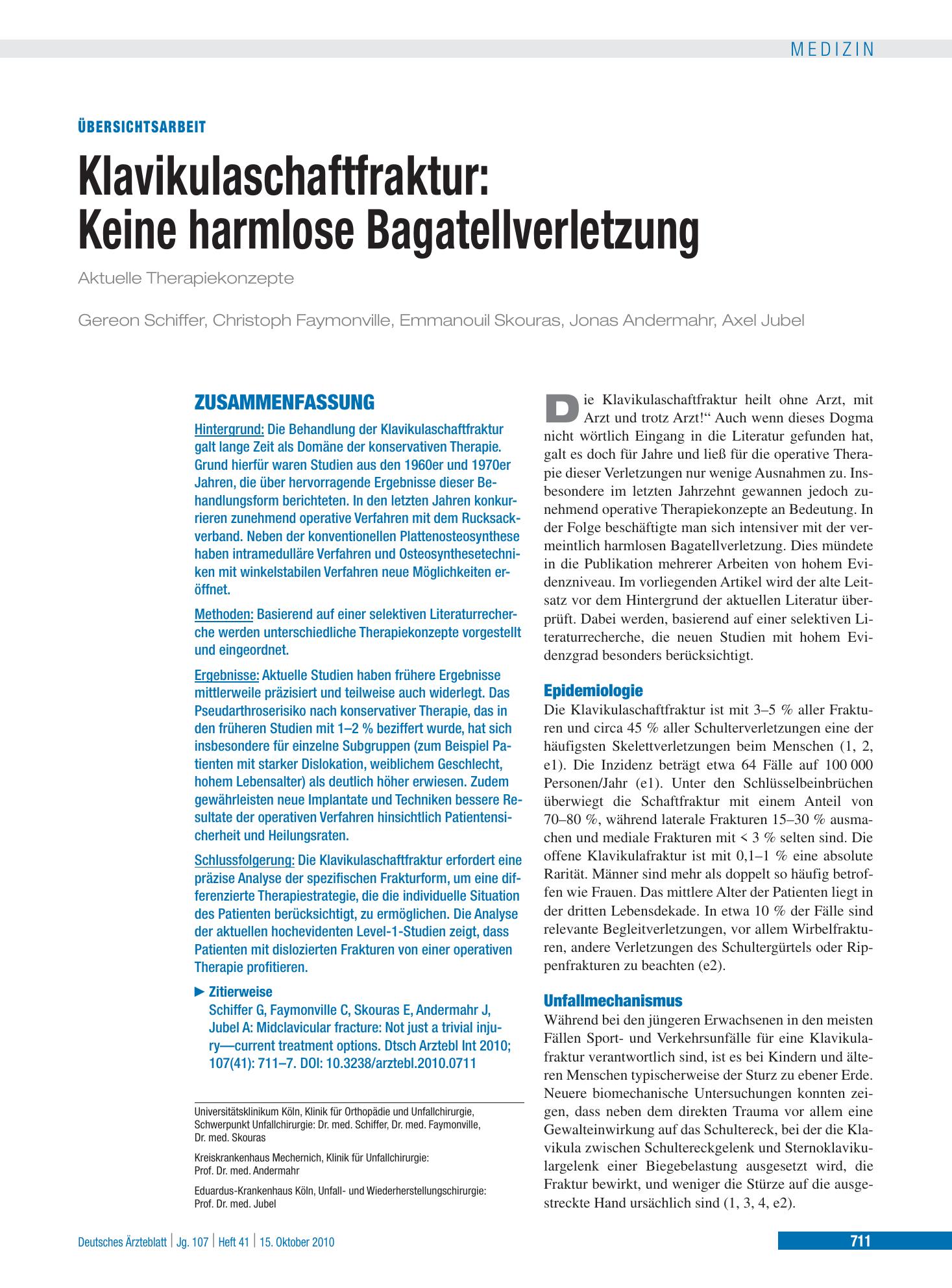 Vorschauseite 1: Klavikulaschaftfraktur – Deutsches Ärzteblatt
