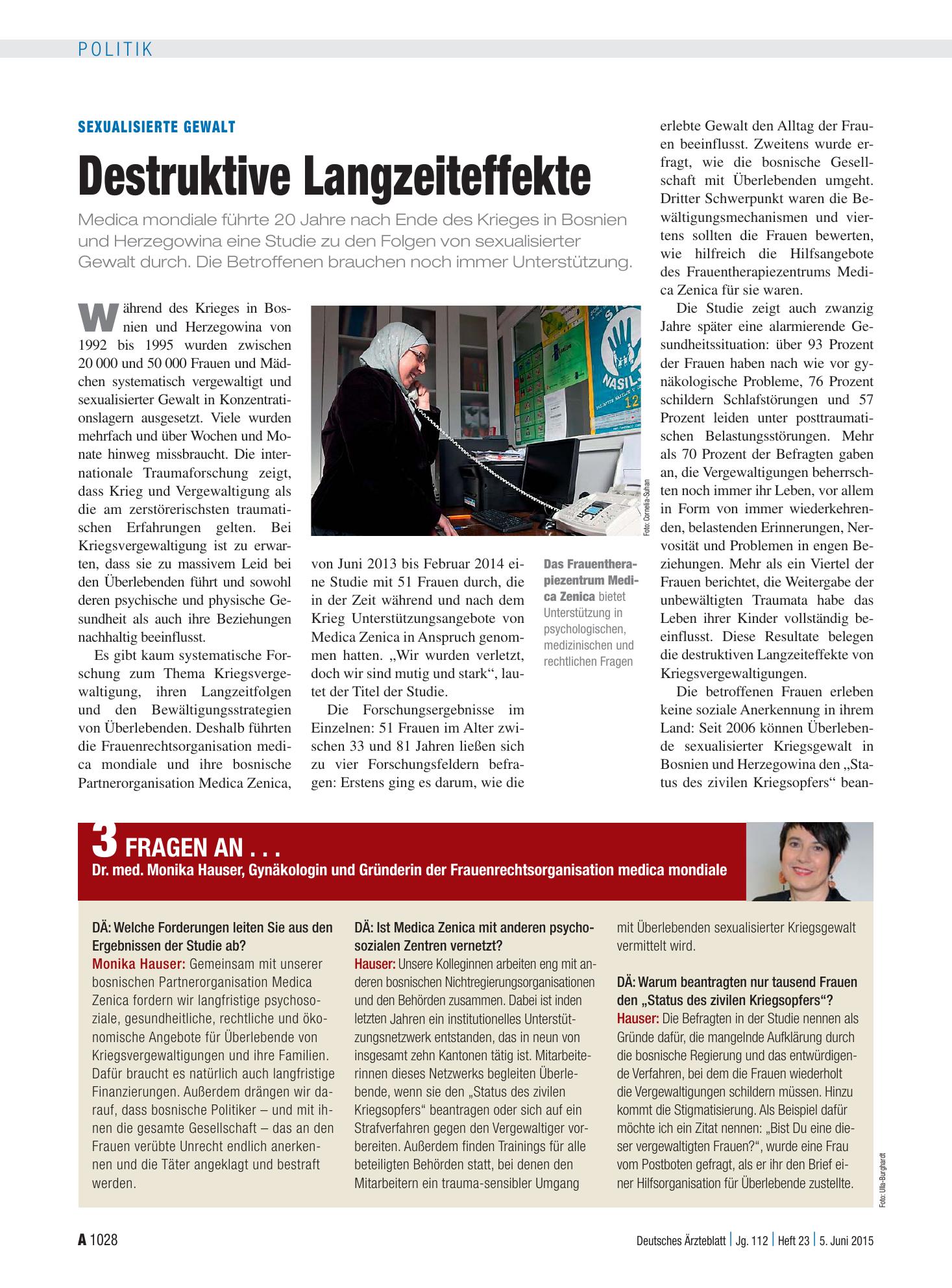 Vorschauseite 1: Sexualisierte Gewalt: Destruktive Langzeiteffekte – Deutsches Ärzteblatt