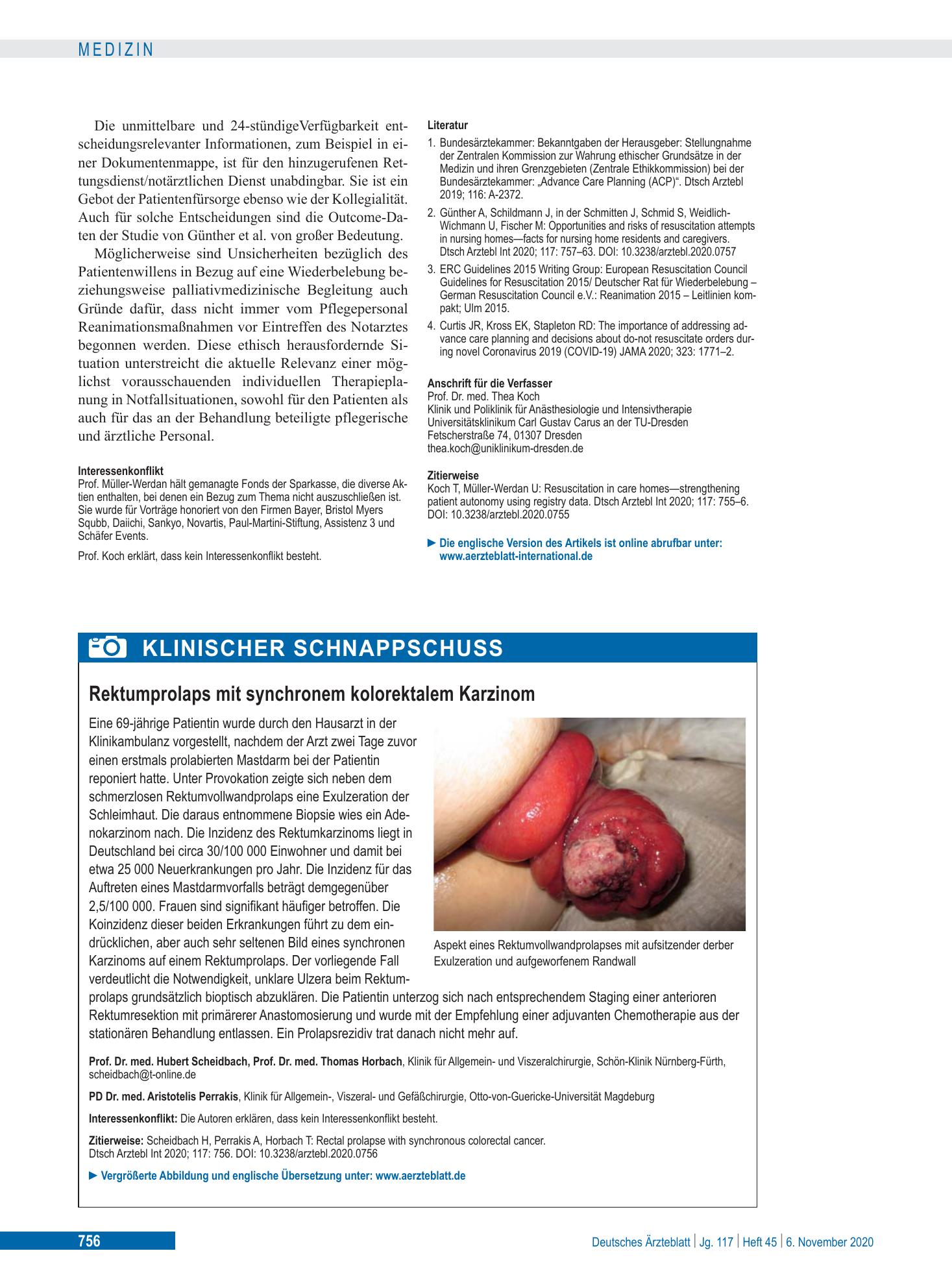 Vorschauseite 1: Rektumprolaps mit synchronem kolorektalem Karzinom – Deutsches Ärzteblatt