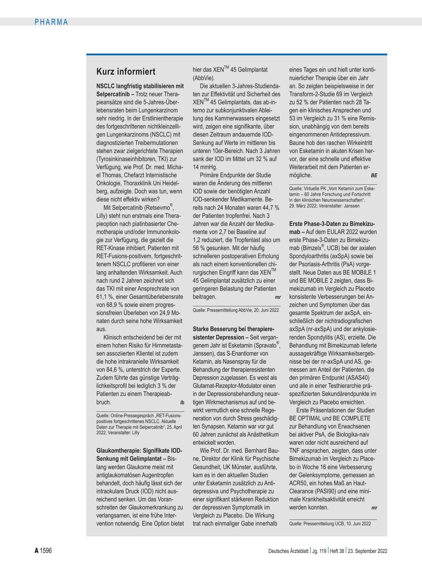 Vorschauseite 1: Kurz informiert – Deutsches Ärzteblatt