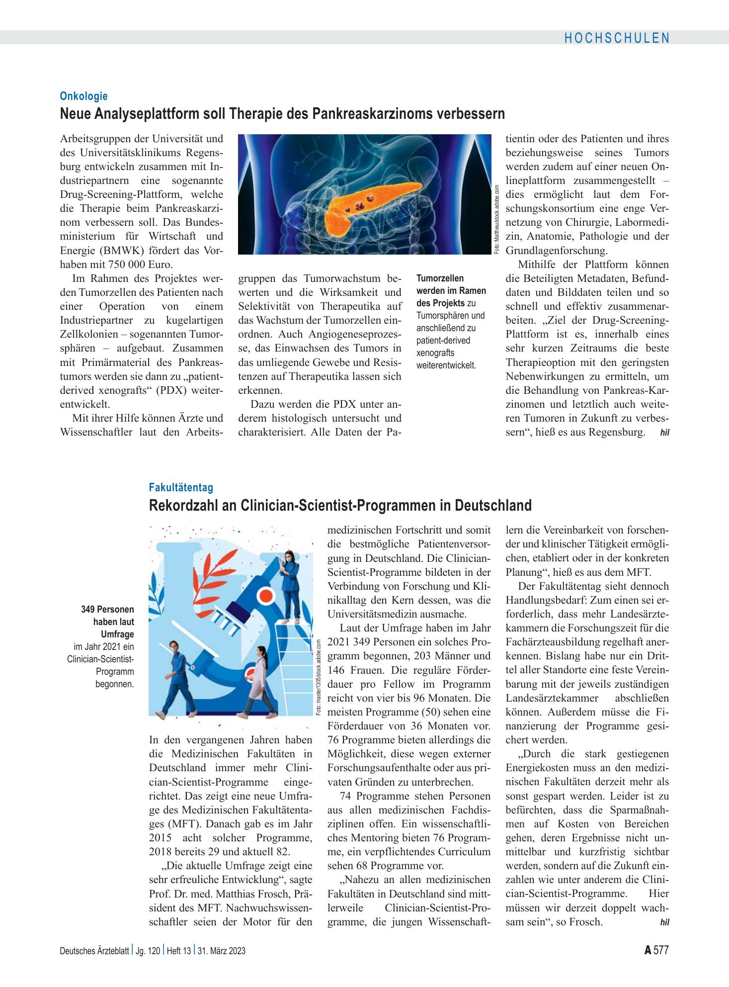 Vorschauseite 1: Onkologie: Neue Analyseplattform soll Therapie des Pankreaskarzinoms verbessern – Deutsches Ärzteblatt