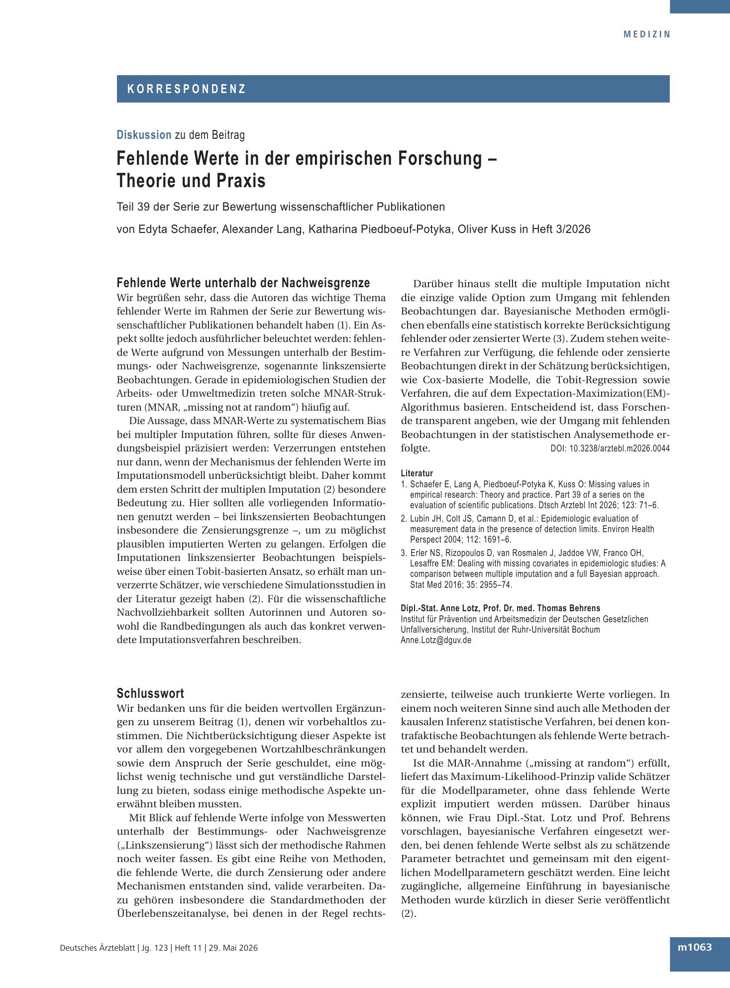 Vorschauseite 1: Schlusswort – Deutsches Ärzteblatt