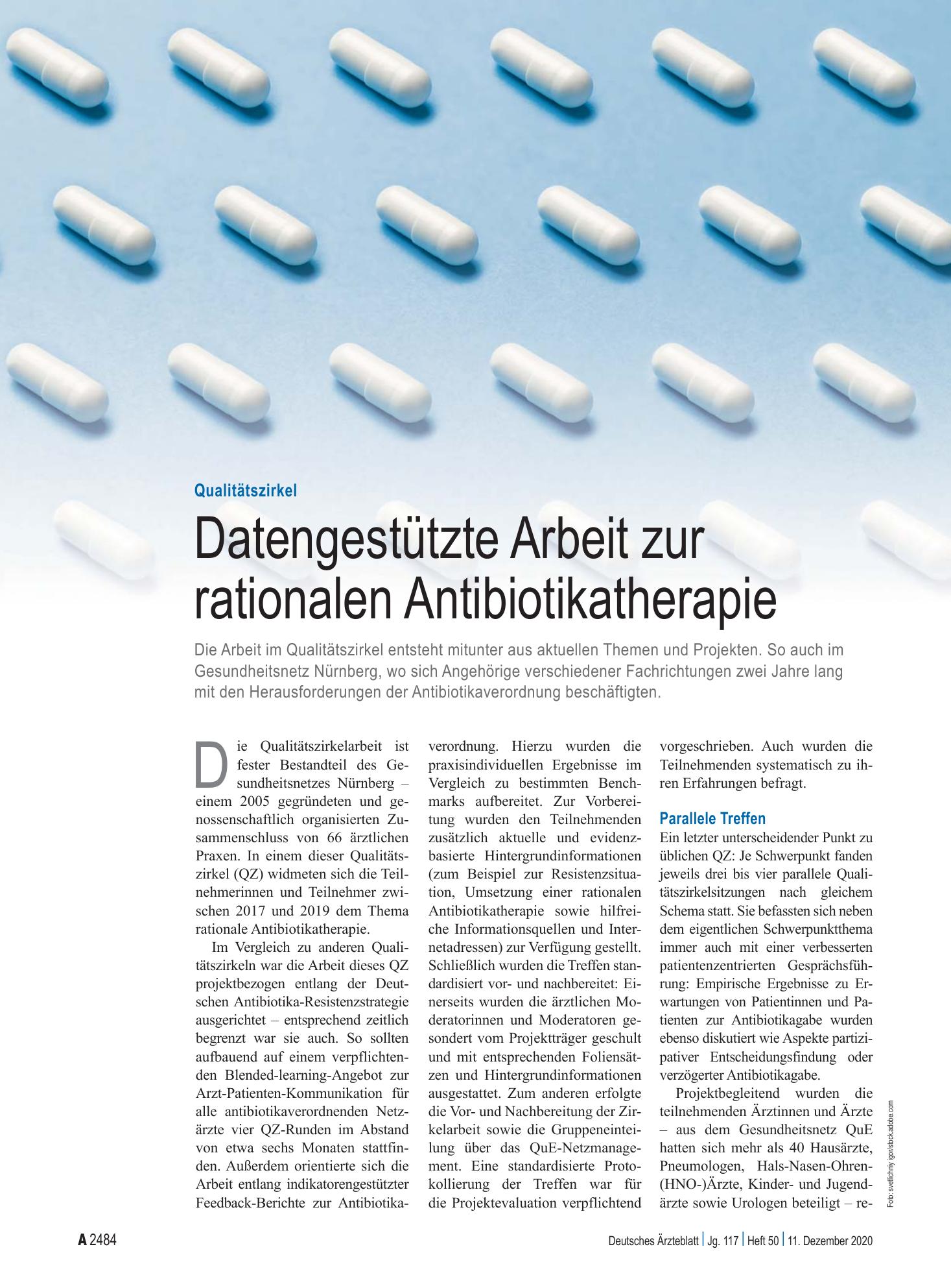 Vorschauseite 1: Qualitätszirkel: Datengestützte Arbeit zur rationalen Antibiotikatherapie – Deutsches Ärzteblatt