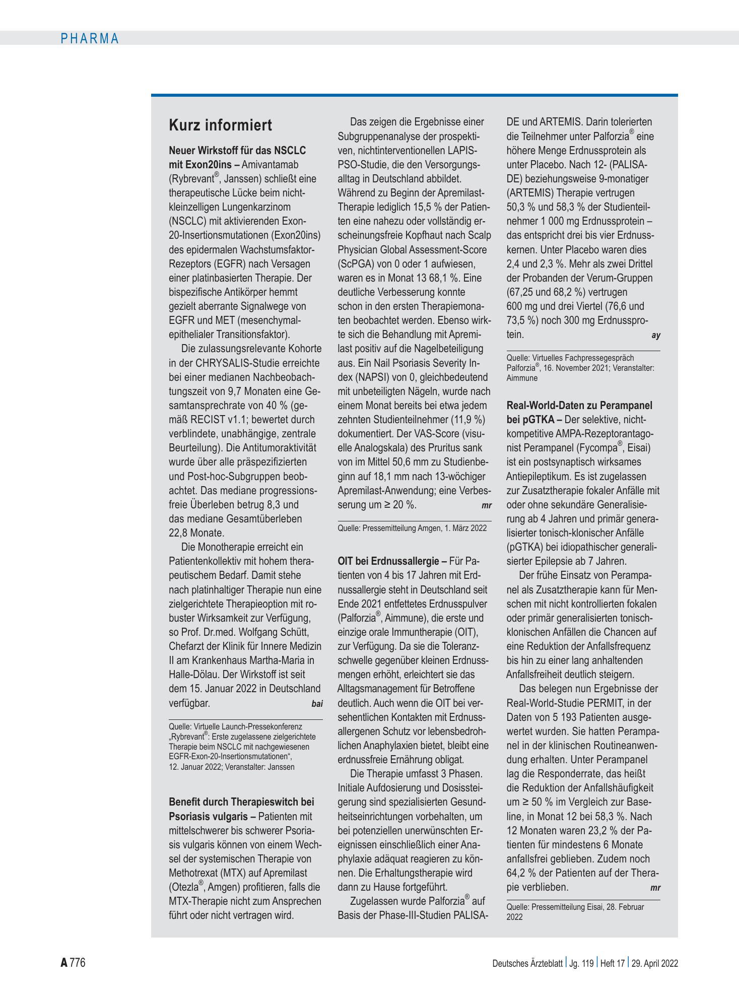 Vorschauseite 1: Kurz informiert – Deutsches Ärzteblatt