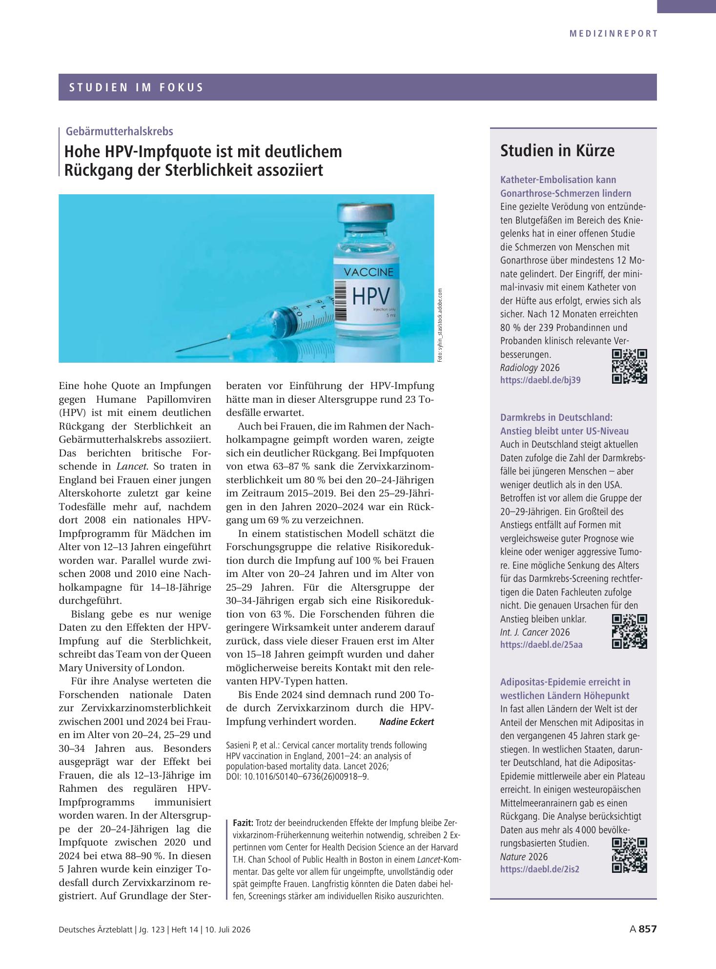 Vorschauseite 1: Studien in Kürze – Deutsches Ärzteblatt