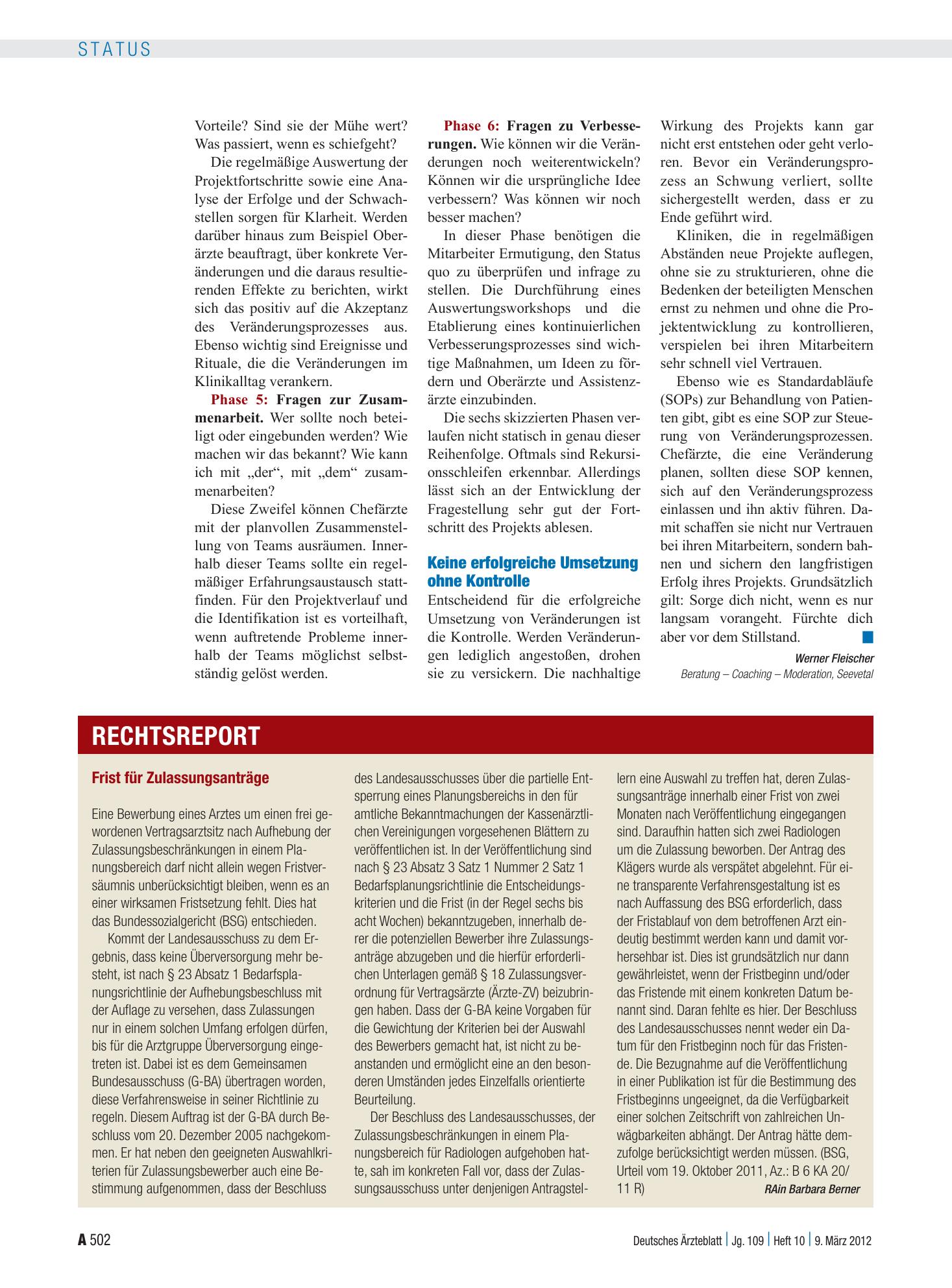 Vorschauseite 1: Frist für Zulassungsanträge – Deutsches Ärzteblatt