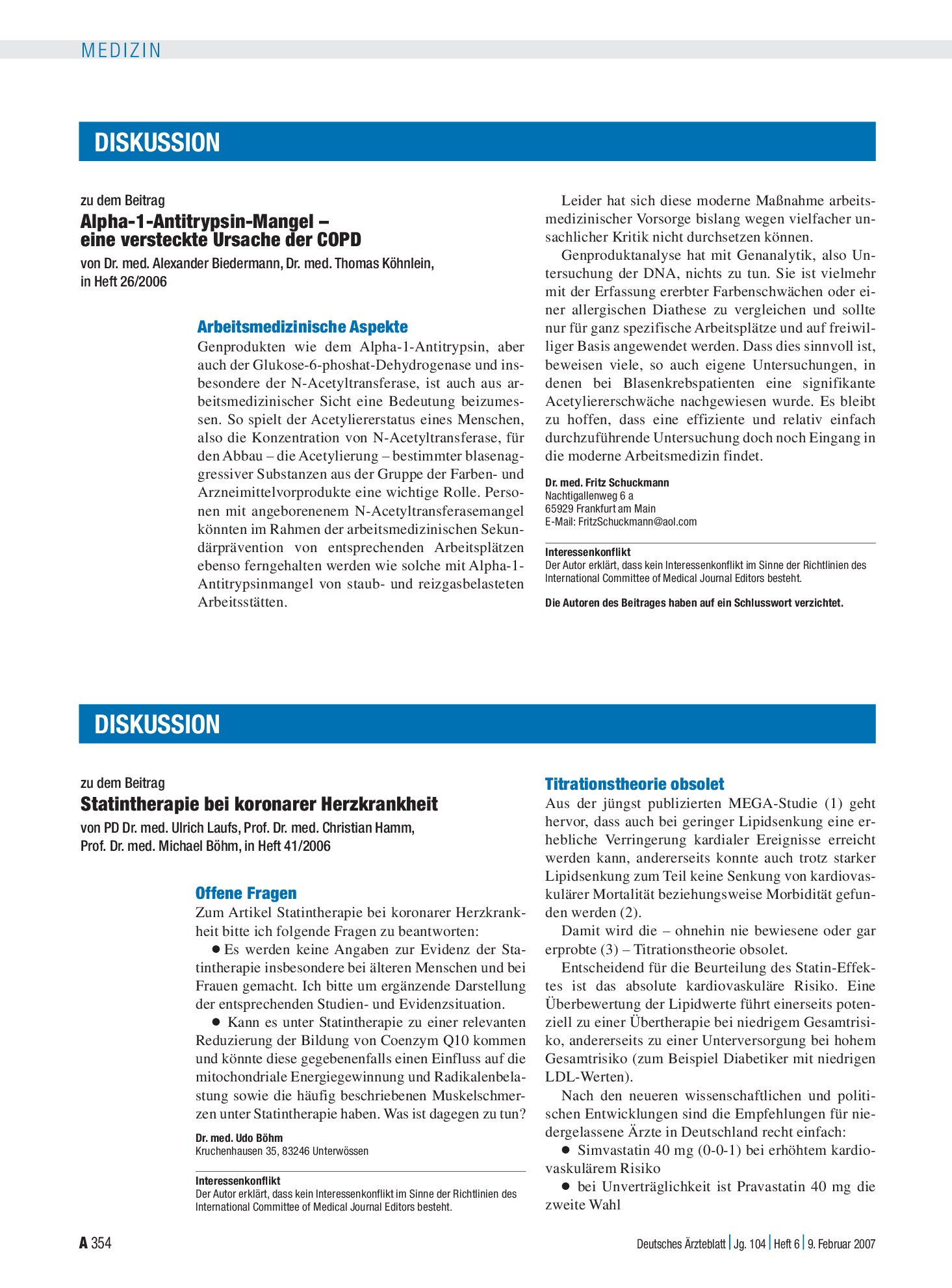 Vorschauseite 1: Alpha-1-Antitrypsin-Mangel – eine versteckte Ursache der COPD: Arbeitsmedizinische Aspekte – Deutsches Ärzteblatt