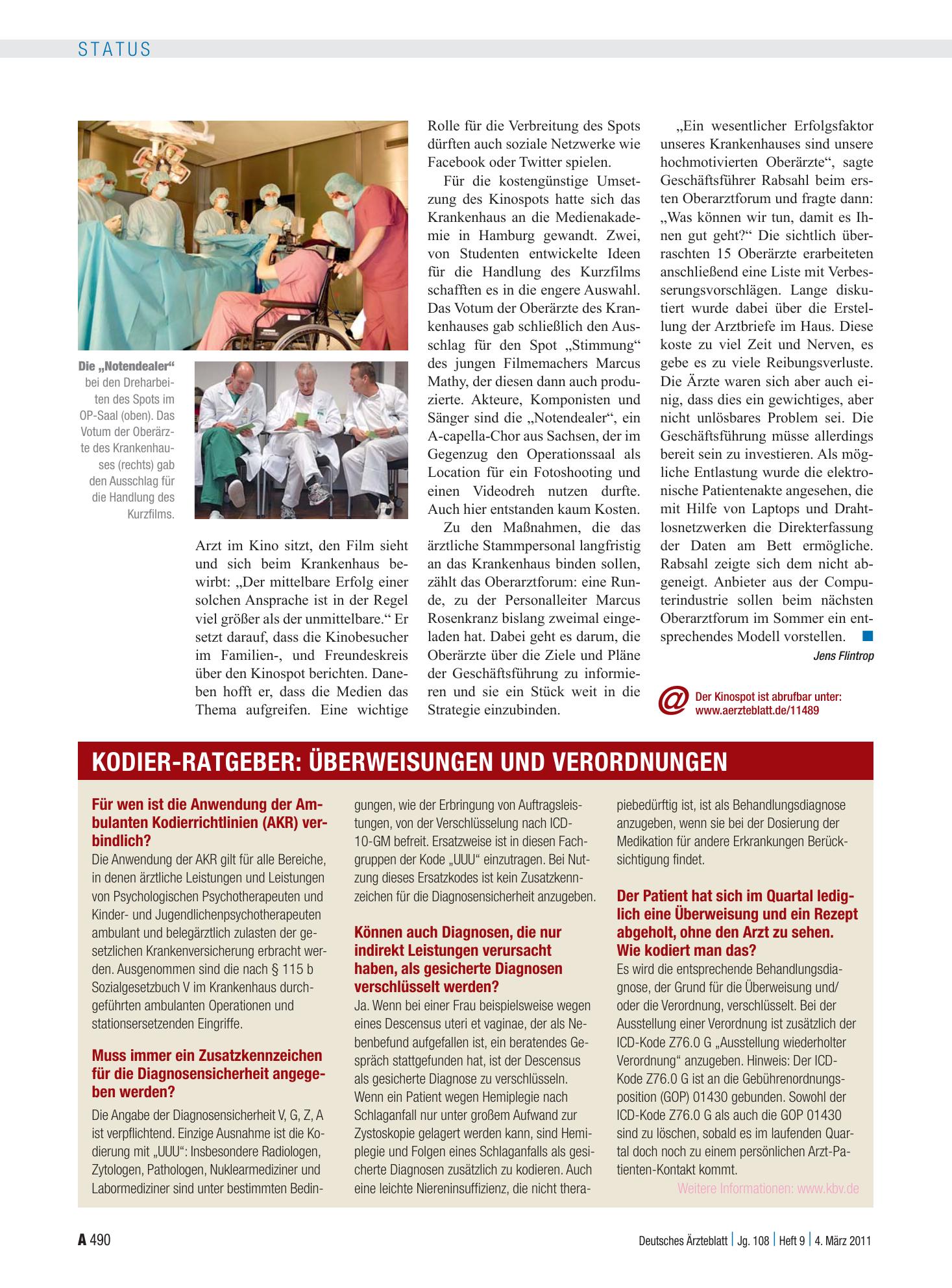 Vorschauseite 1: Überweisungen und Verordnungen – Deutsches Ärzteblatt