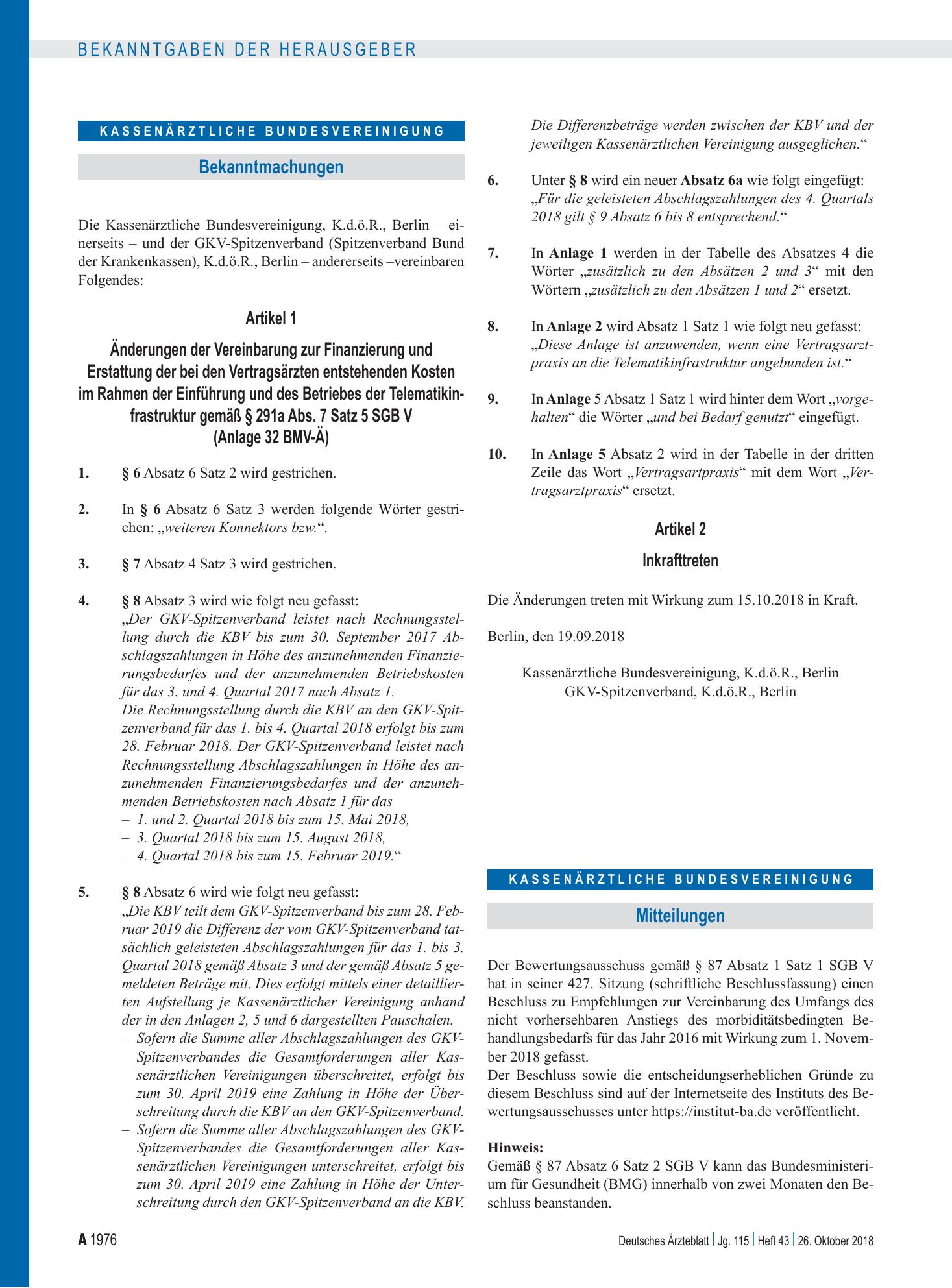 Vorschauseite 1: Mitteilungen – Deutsches Ärzteblatt